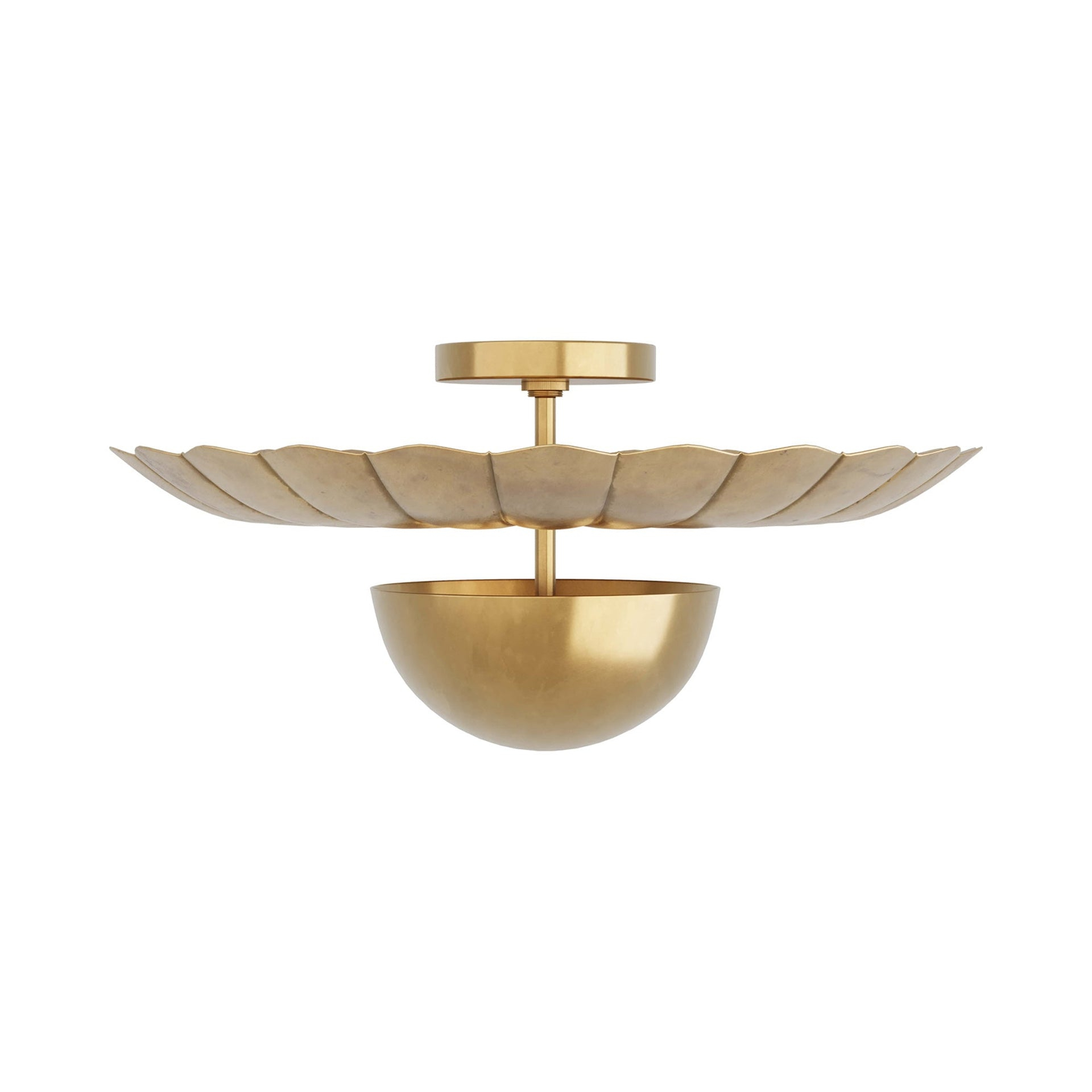 Antique Brass Lily Pad Semi-Flush Mount Ceiling Light