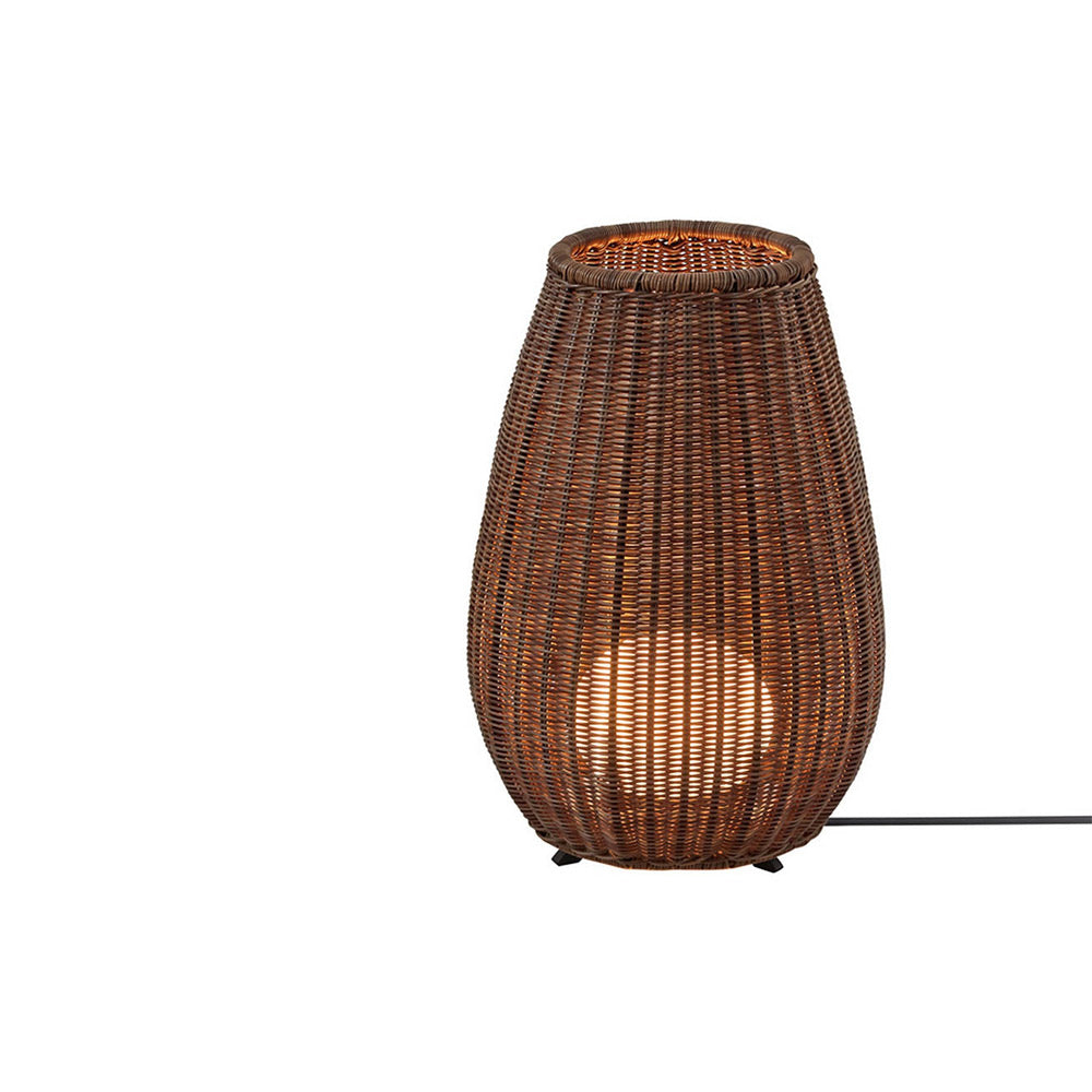 Rattan Brown Outdoor LED Floor Lamp with Handwoven Shade