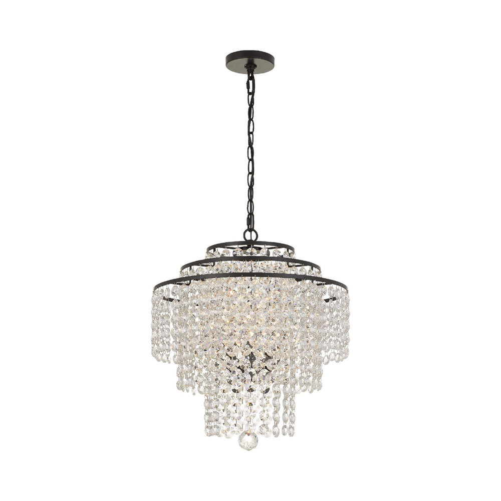 Crystorama Arielle Crystal 18" wide Bronze Chandelier - 18'' W x 20.36'' H