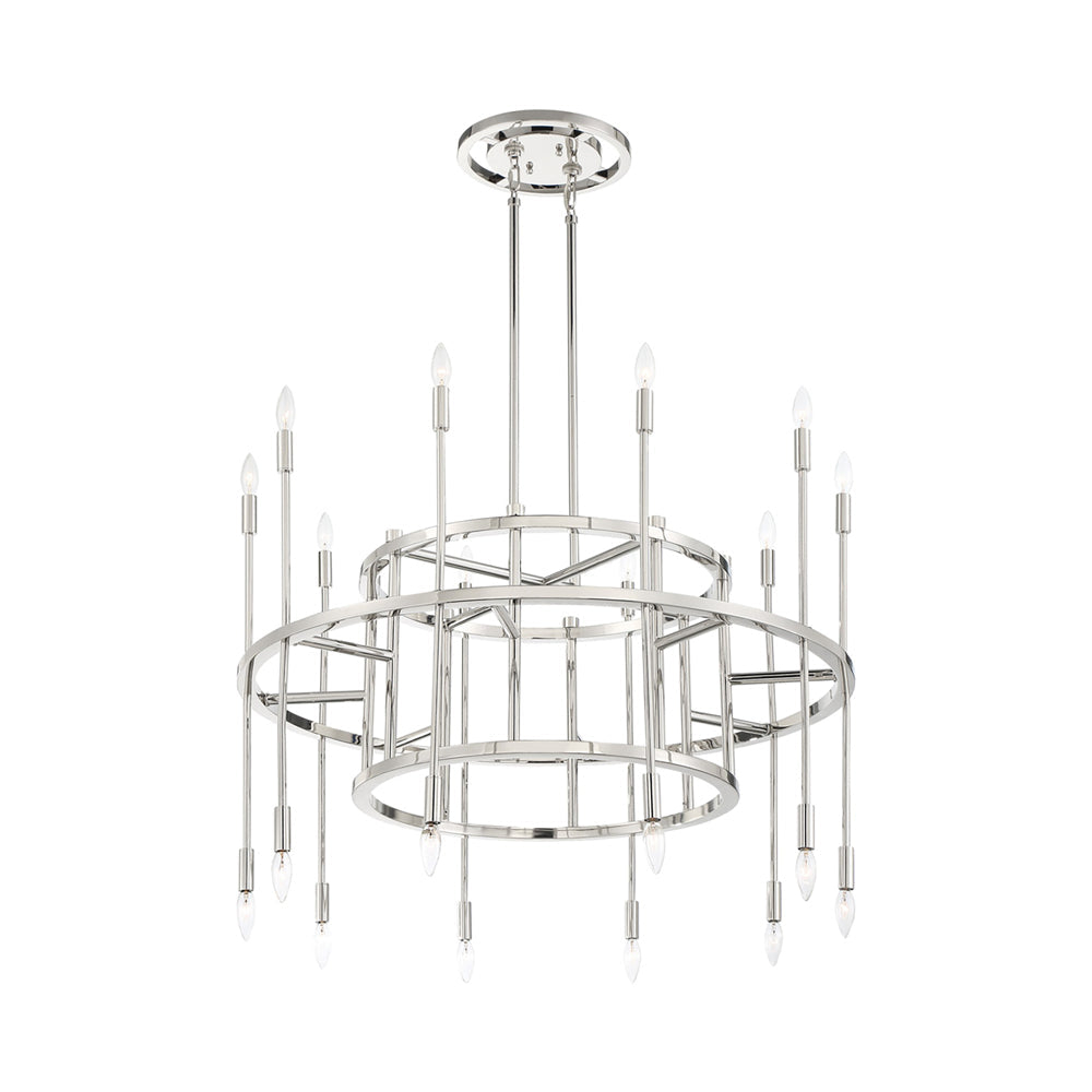 Aries 20-Light Polished Nickel and Crystal Chandelier