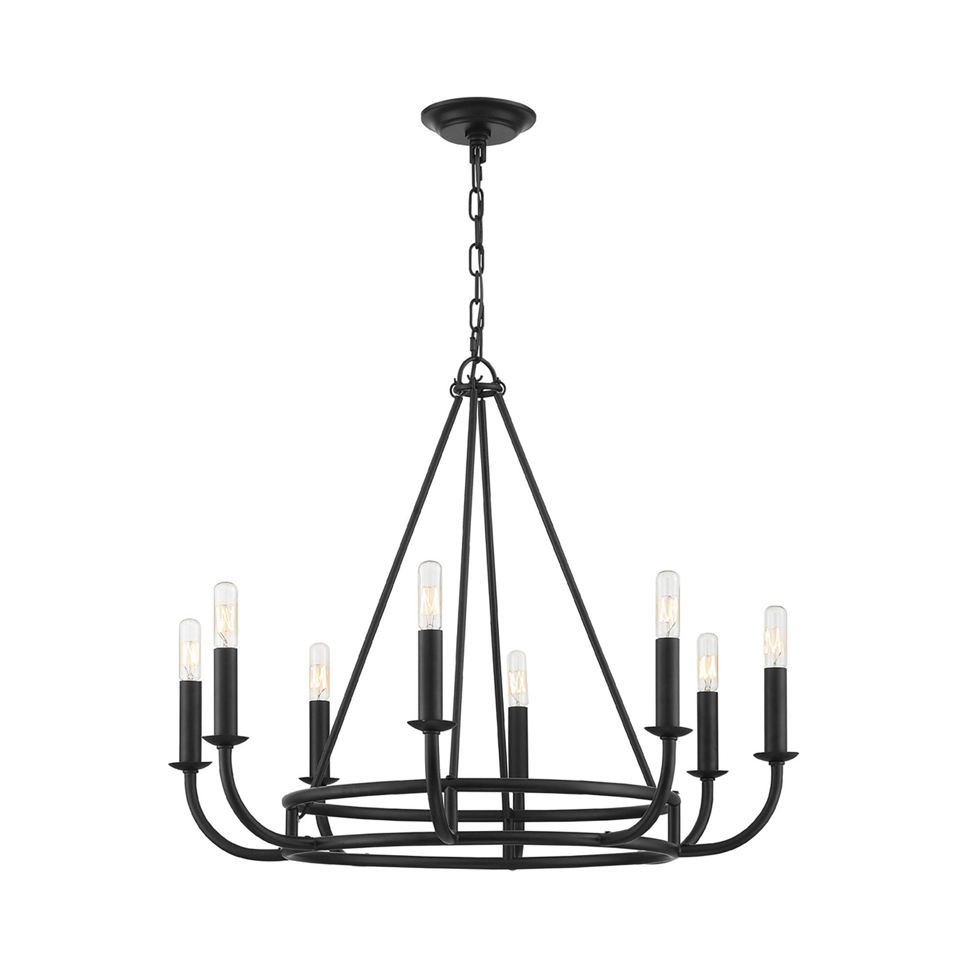 8 Light Chandelier-Matte Black Finish Bailey Street Home 49-Bel-4173355