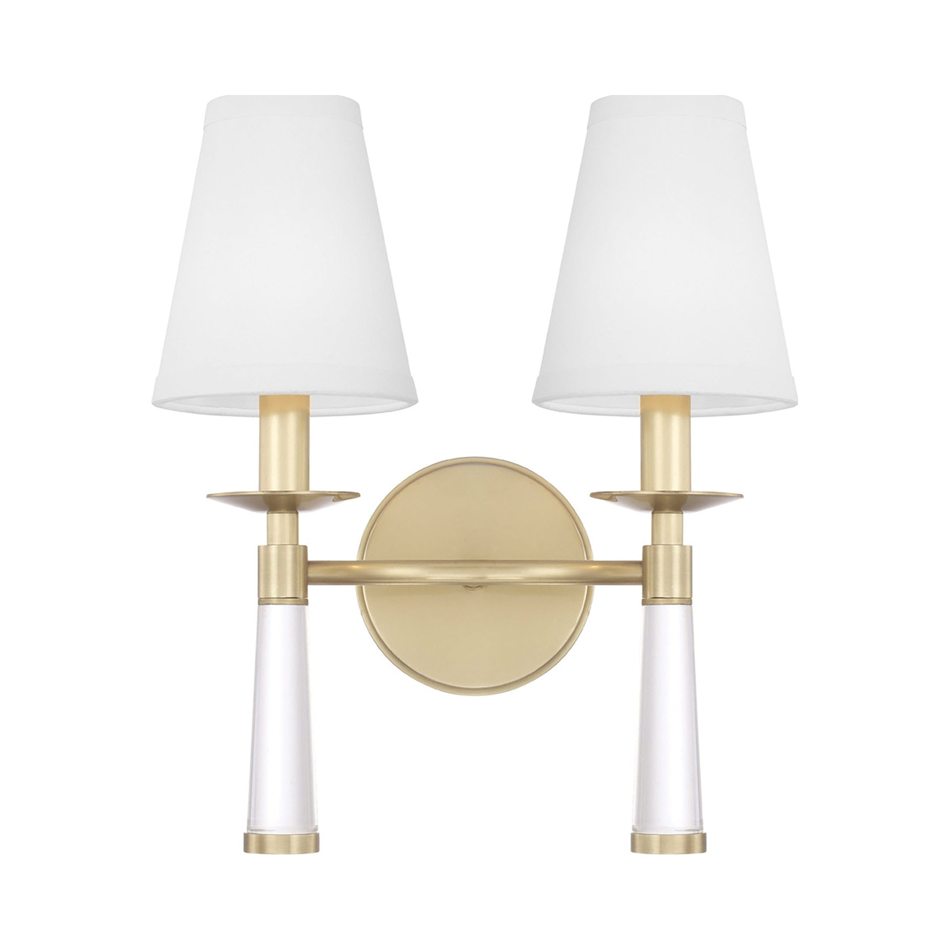 Aged Brass 2-Light Dimmable Sconce with Silk Shade