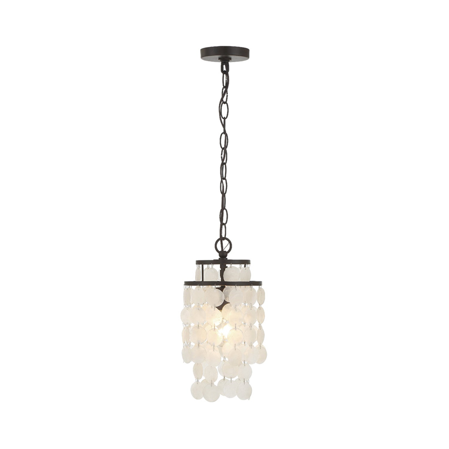 Elegant Dark Bronze Mini Chandelier with Capiz Shell Accents