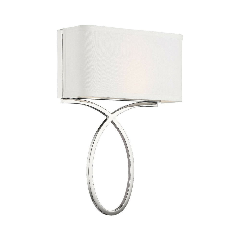 Elegant 2-Light Polished Nickel Sconce with White Silk Shade