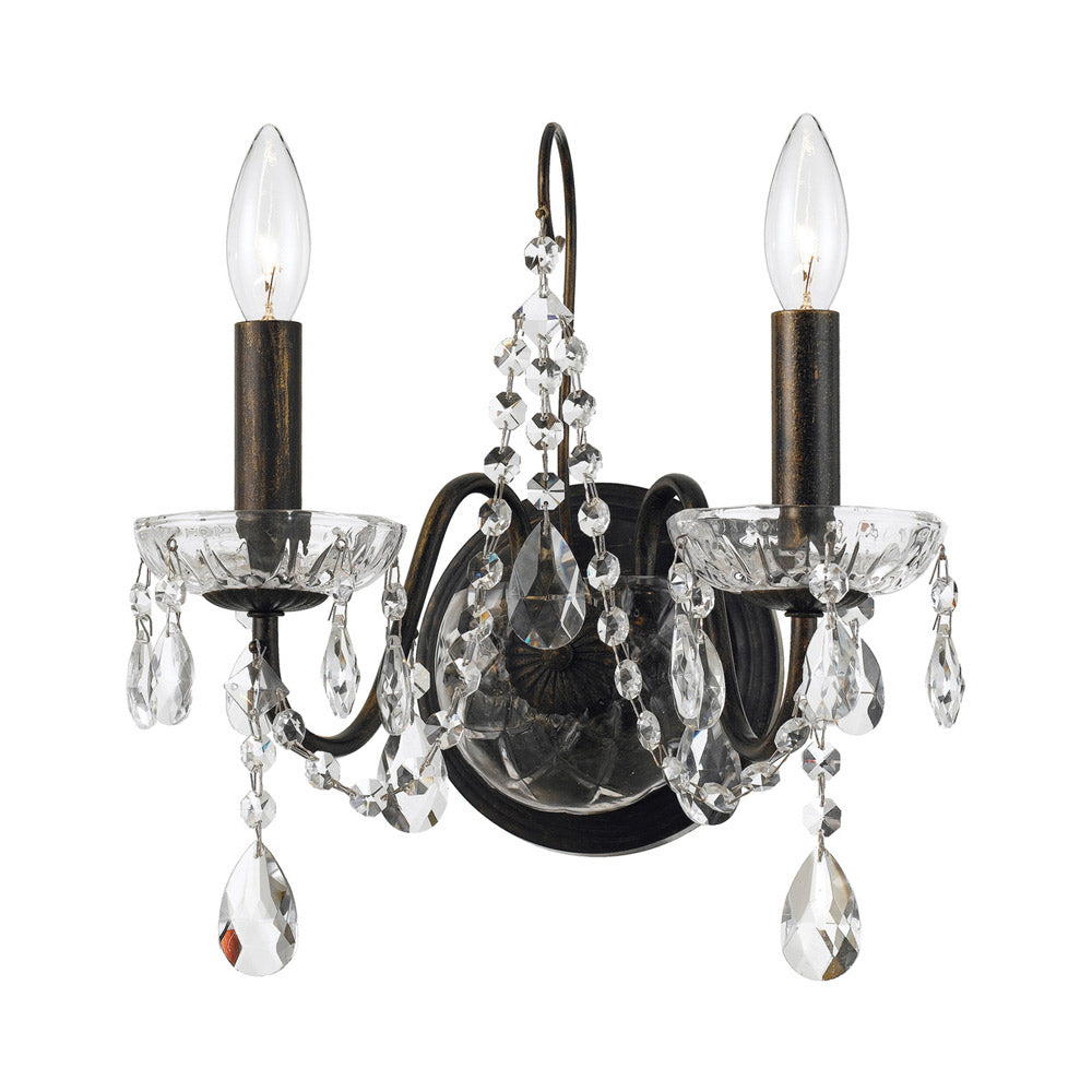 Butler 2 Light Spectra Crystal English Bronze Sconce