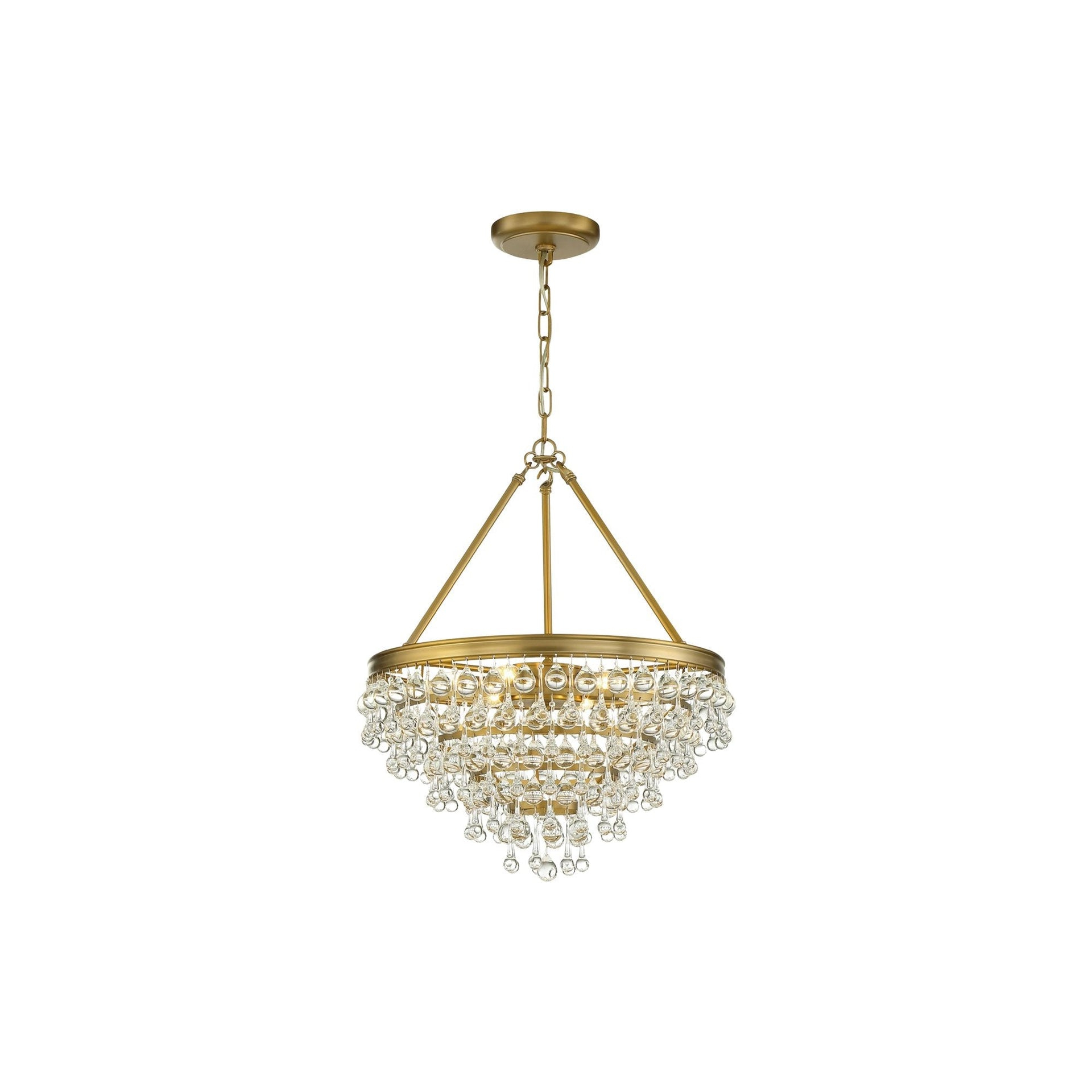 Vibrant Gold 6-Light Crystal Teardrop Chandelier
