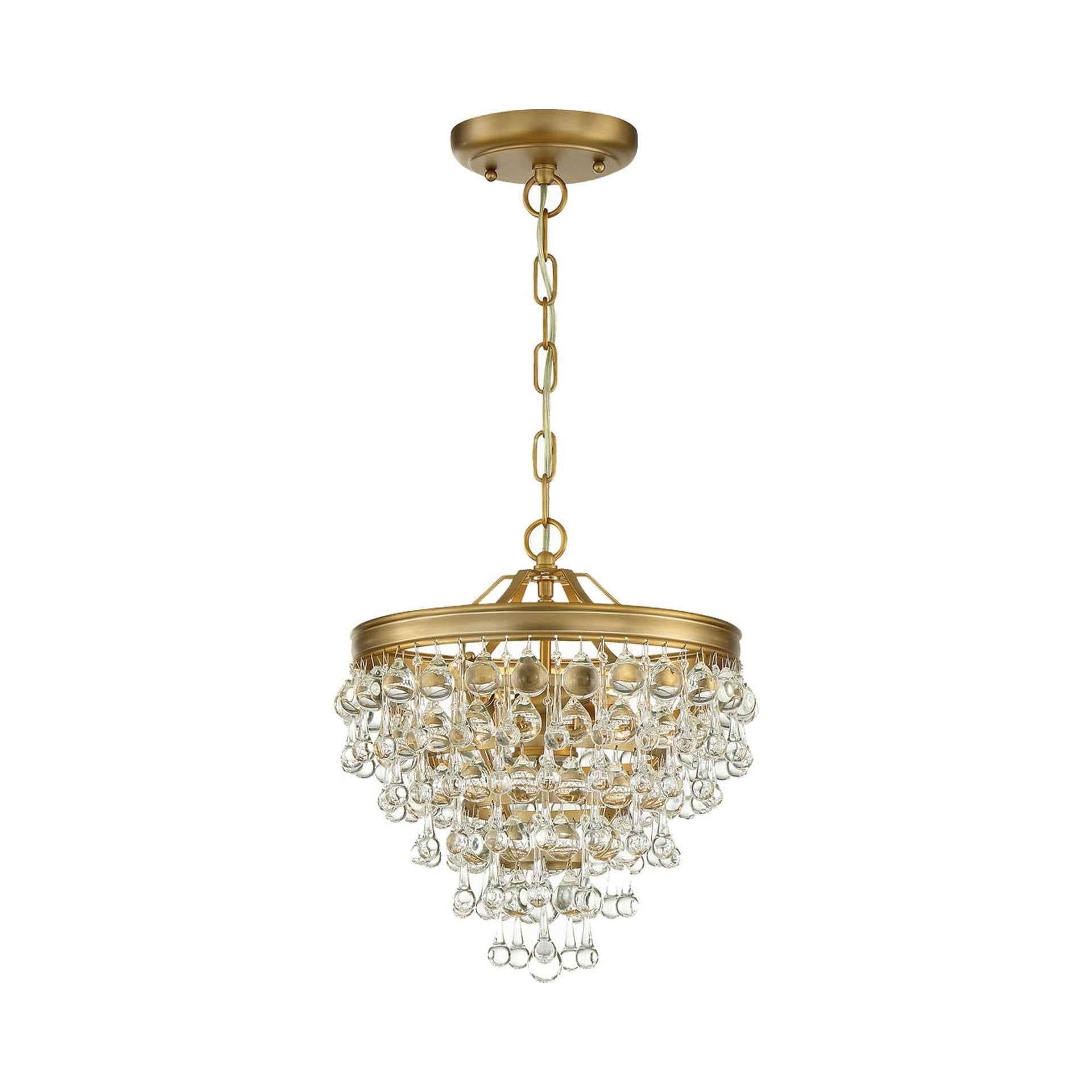 Vibrant Gold Mini Chandelier with Crystal Accents