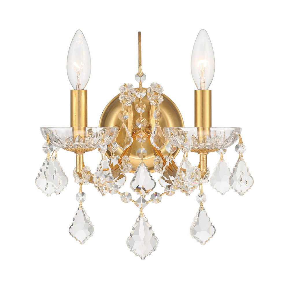 4452-GA-CL-MWP-Crystorama Lighting-Filmore - Two Light Wall Sconce in Classic Style - 10.5 Inches Wide by 12.5 Inches High-Antique Gold Finish-Hand