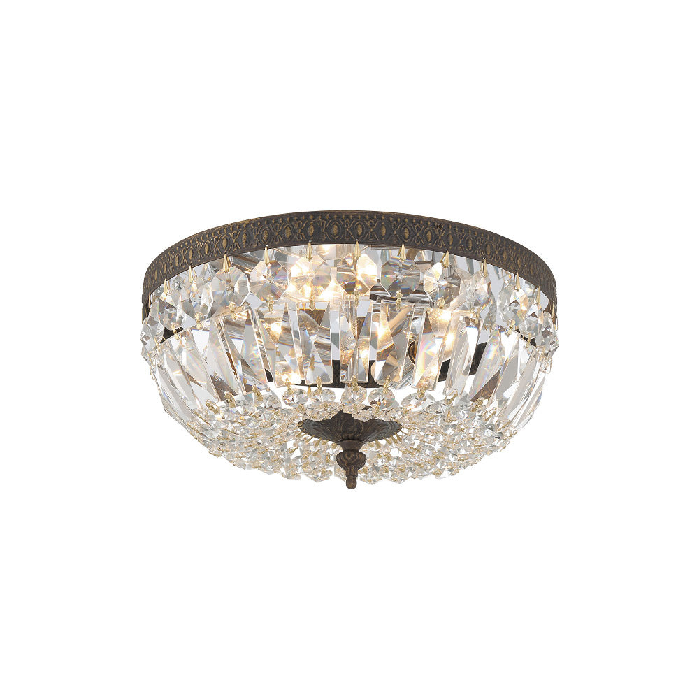 Crystorama 3 Light Hand Cut Crystal English Bronze Ceiling Mount