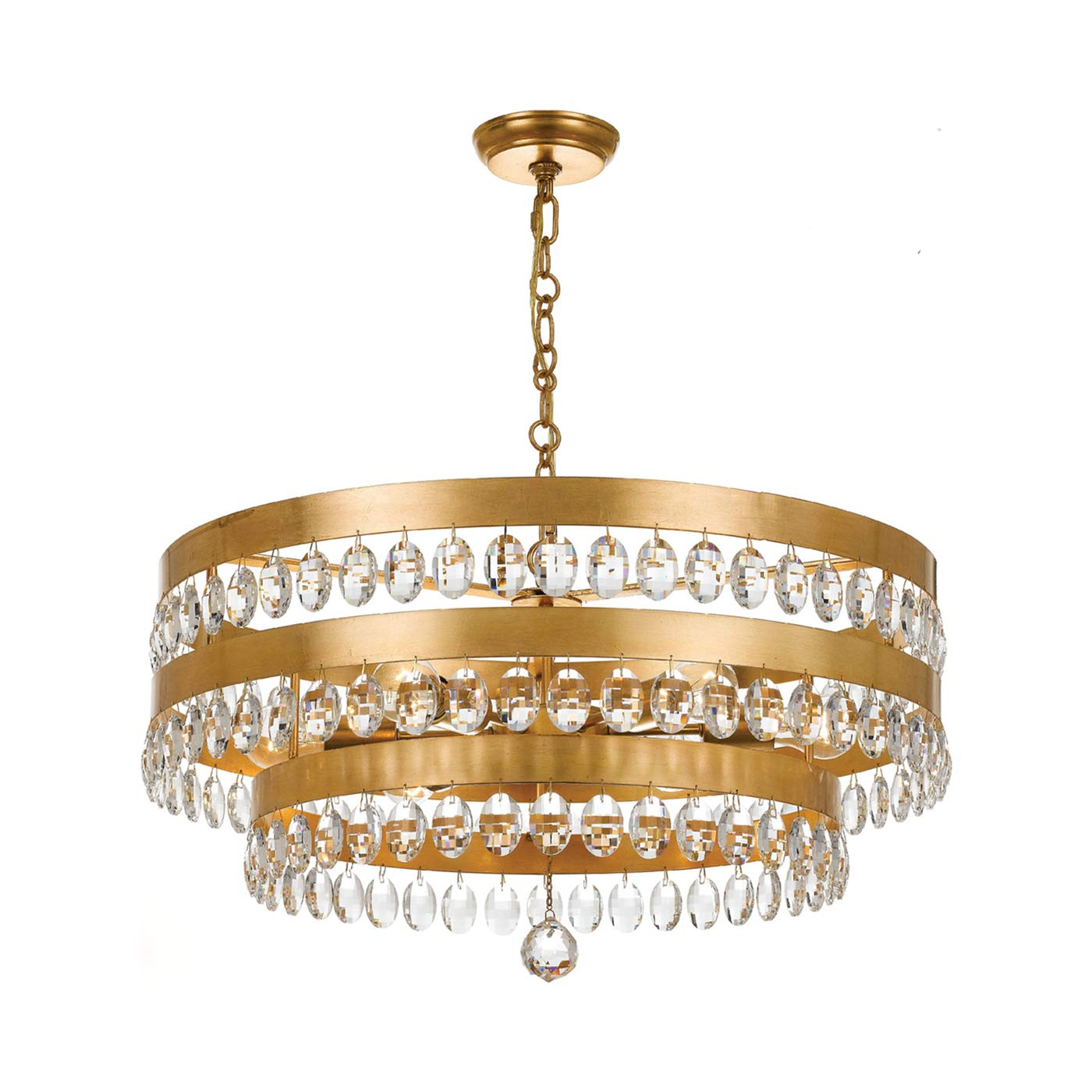 Six Light Chandelier In Classic Style 26 Inches Wide By 14.25 Inches High-Antique Gold Finish    -Traditional Installation Crystorama Lighting