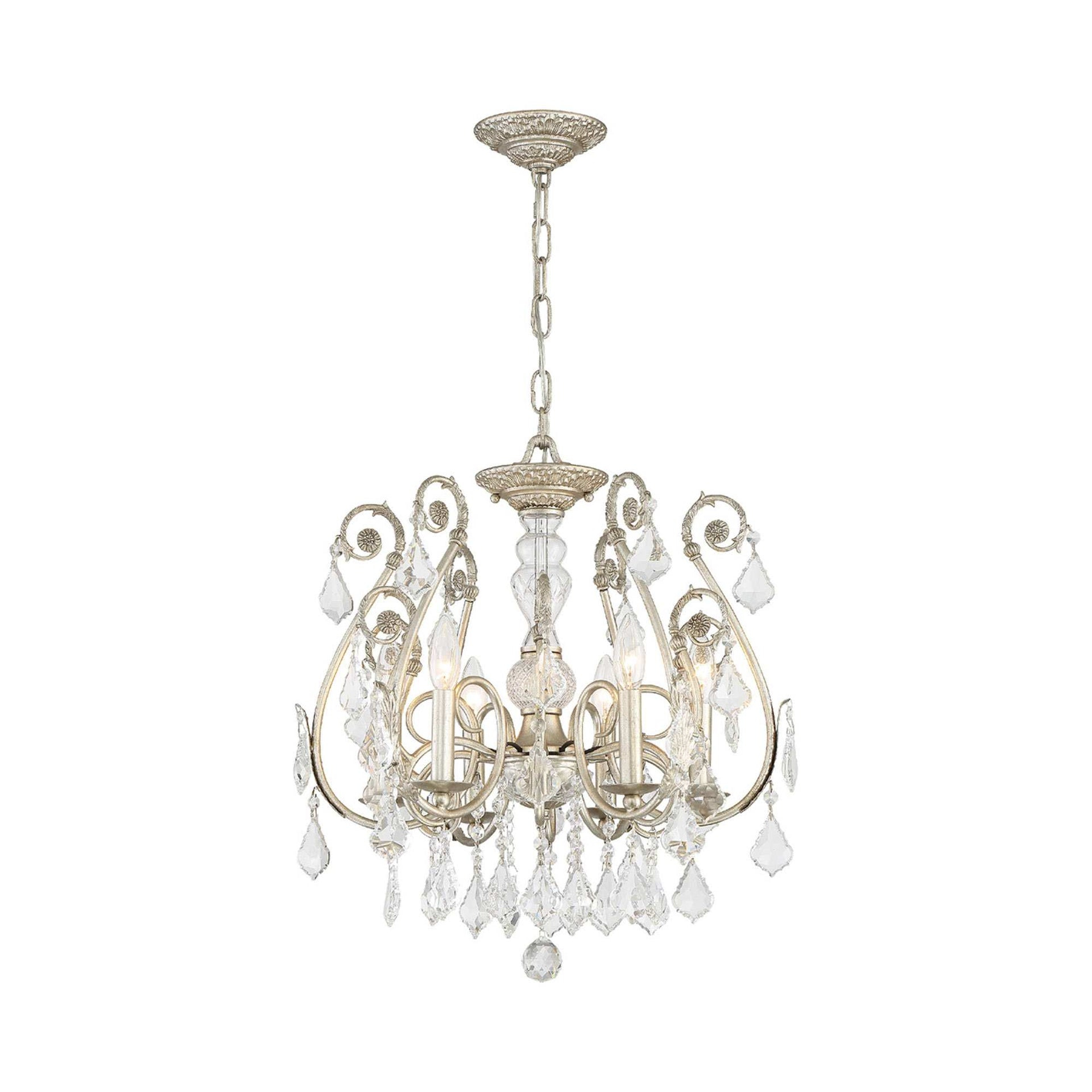 Regal Olde Silver 6-Light Crystal Semi-Flush Ceiling Fixture