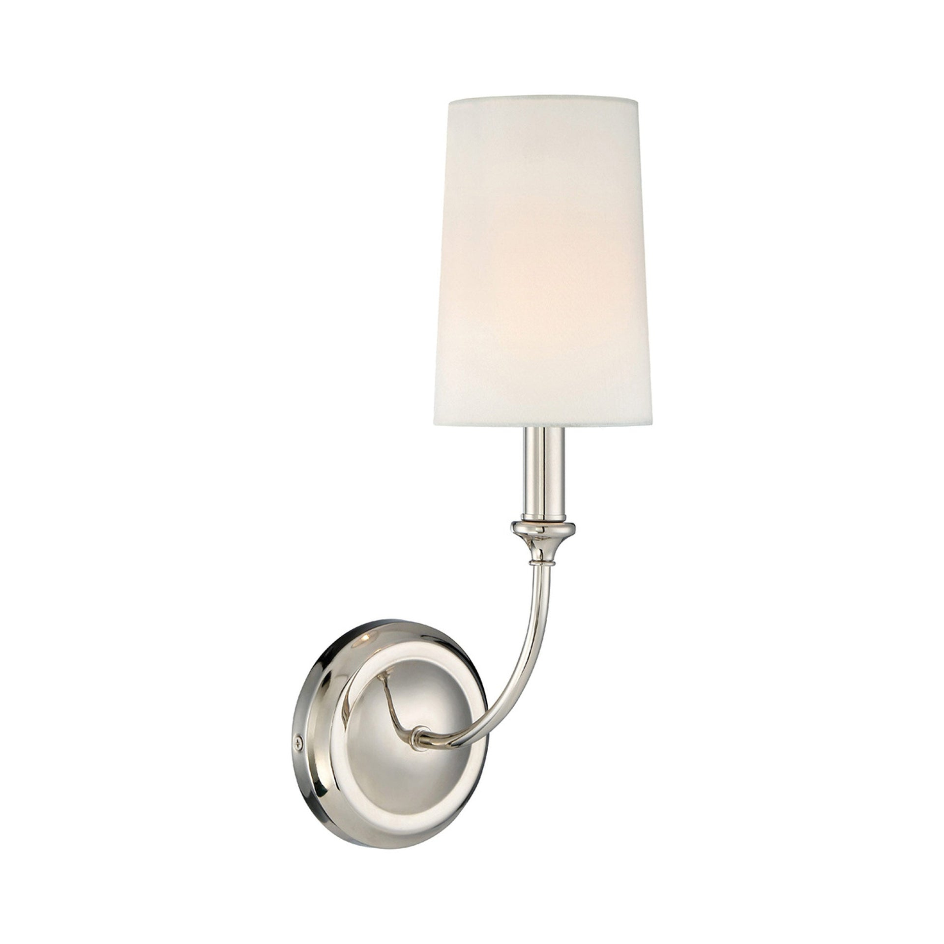Sylvan Polished Nickel Dimmable Sconce with White Silk Shade