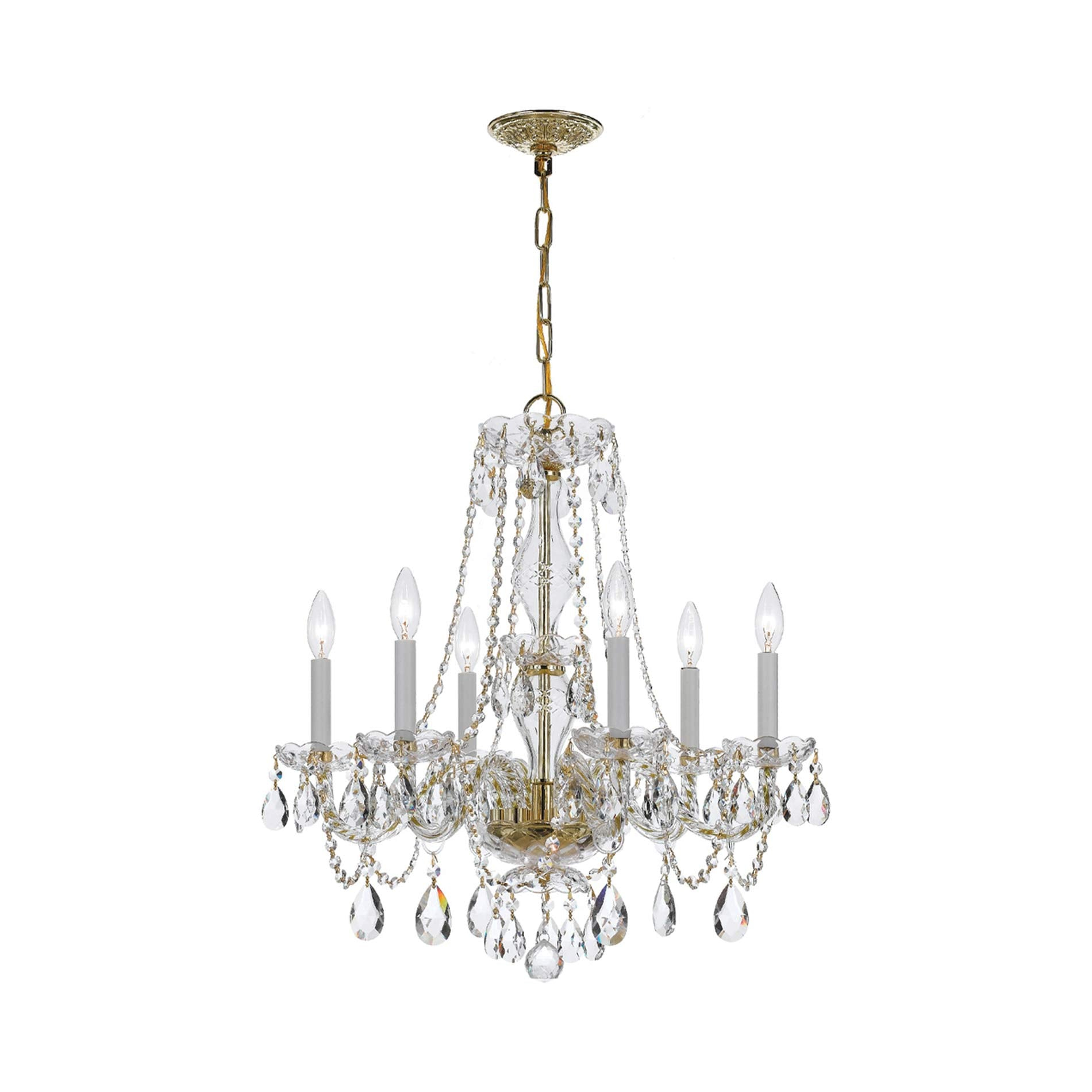 Crystorama Lighting Traditional Crystal 6 - Light Chandelier in  Polished Brass