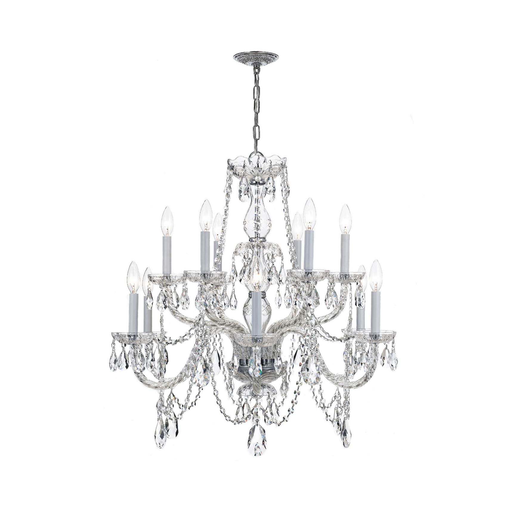 1135-CH-CL-S-Crystorama Lighting-Crystal - Twelve Light 2-Tier Chandelier in Classic Style - 31 Inches Wide by 26 Inches High-Swarovski Strass Crystal