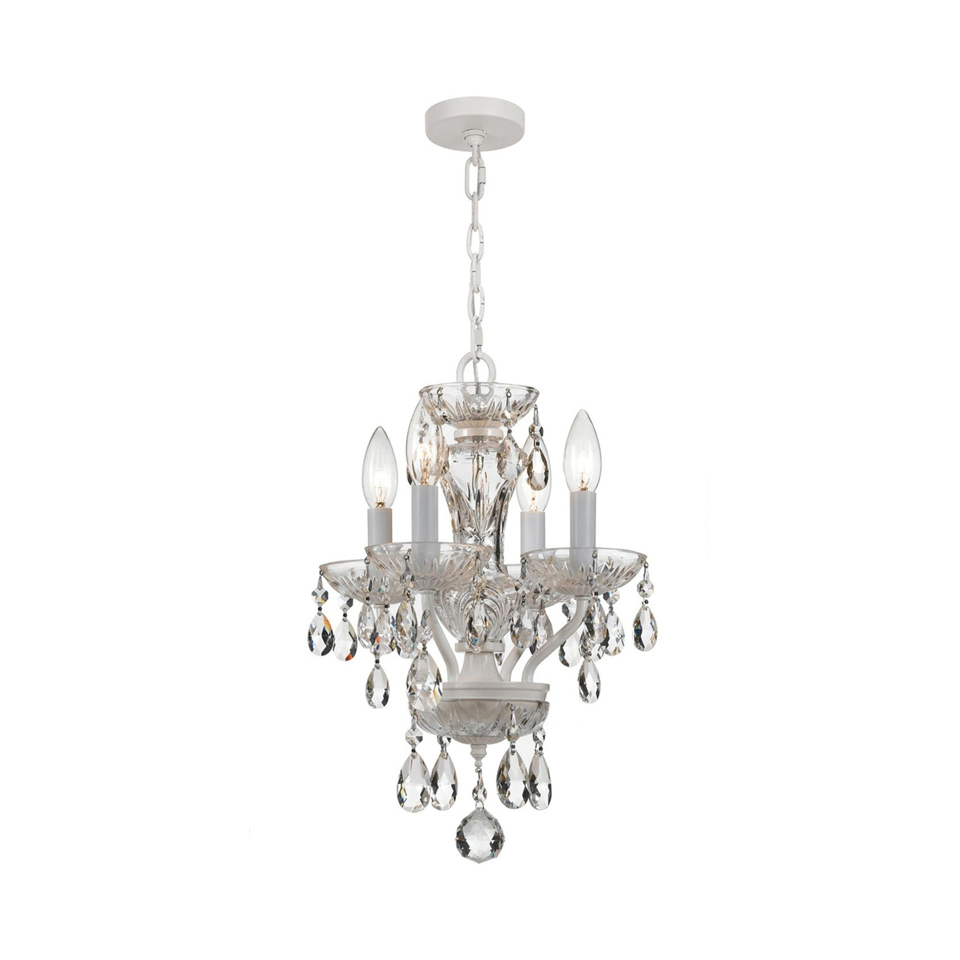 Crystorama Traditional Italian Crystal 4 Light White Mini Chandelier - 11'' W x 15'' H