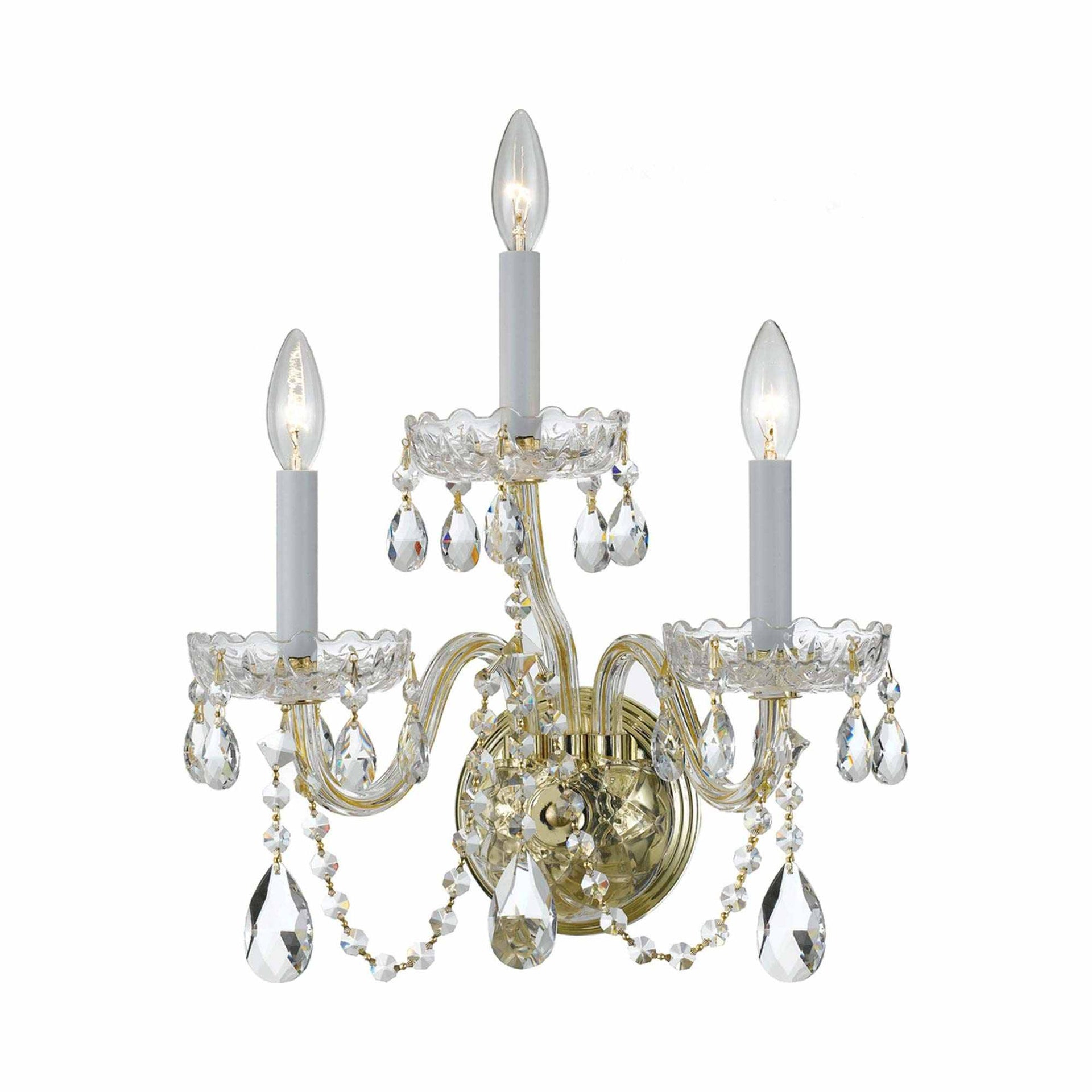 Crystorama Lighting Traditional Crystal 3 - Light Sconce in  Polished Brass