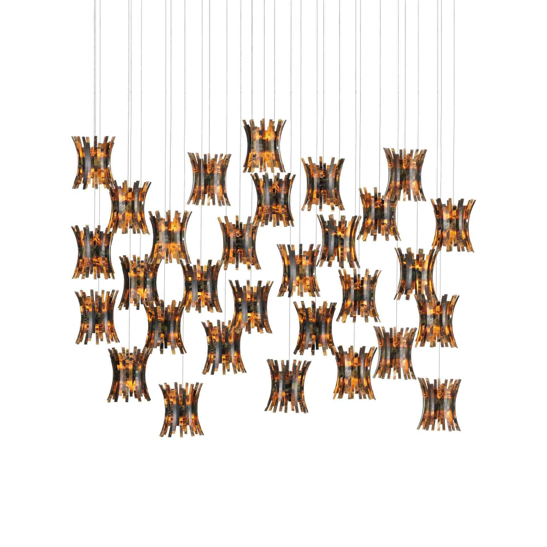 Alsop Elegance 30-Light Multi-Drop Pendant in Brown, Black, and Silver