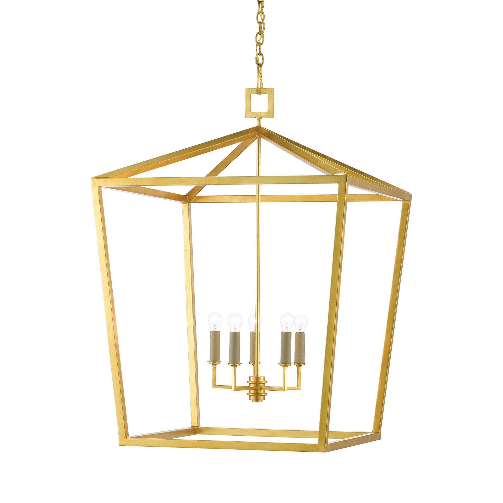 Gold Leaf Contemporary 5-Light Metal Lantern Chandelier