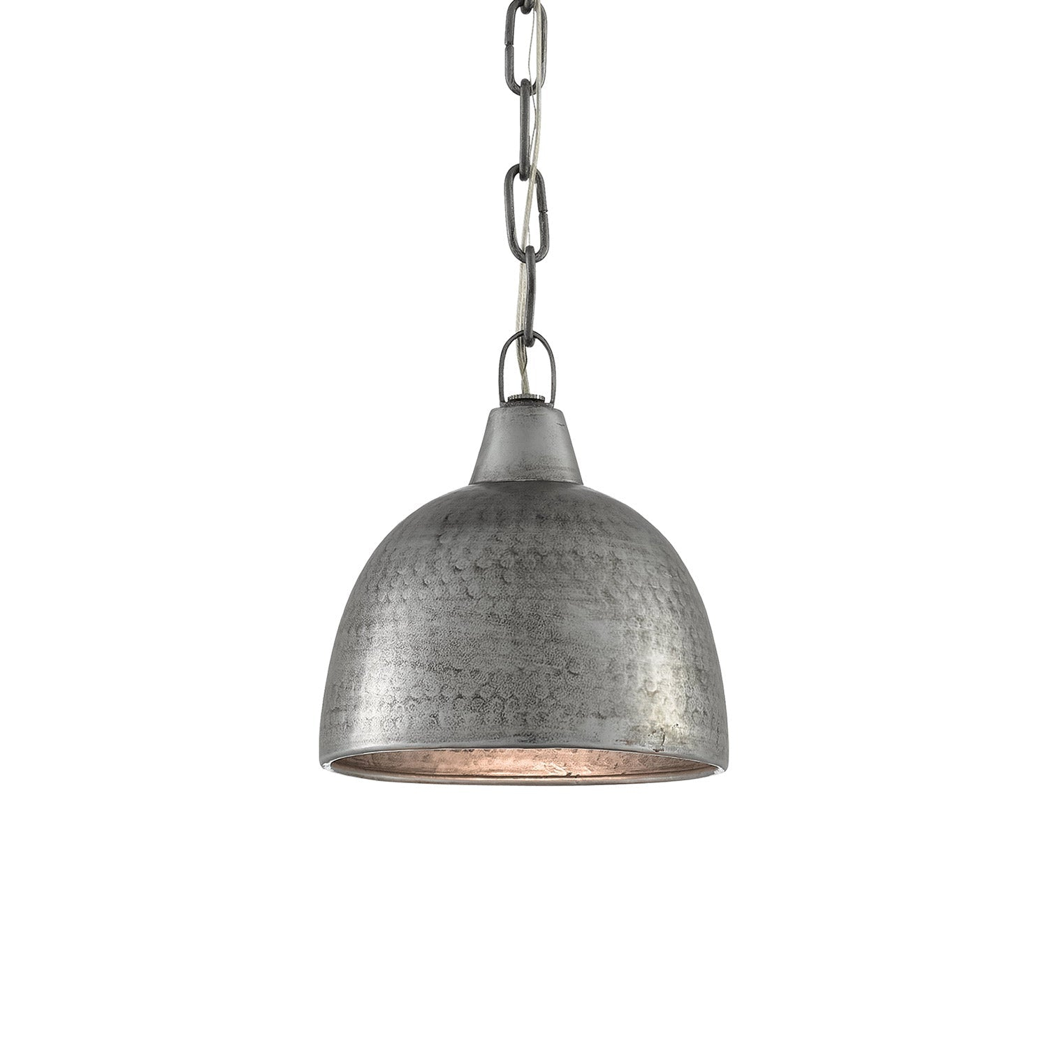 Blackened Steel 1-Light Bowl Pendant with Chain