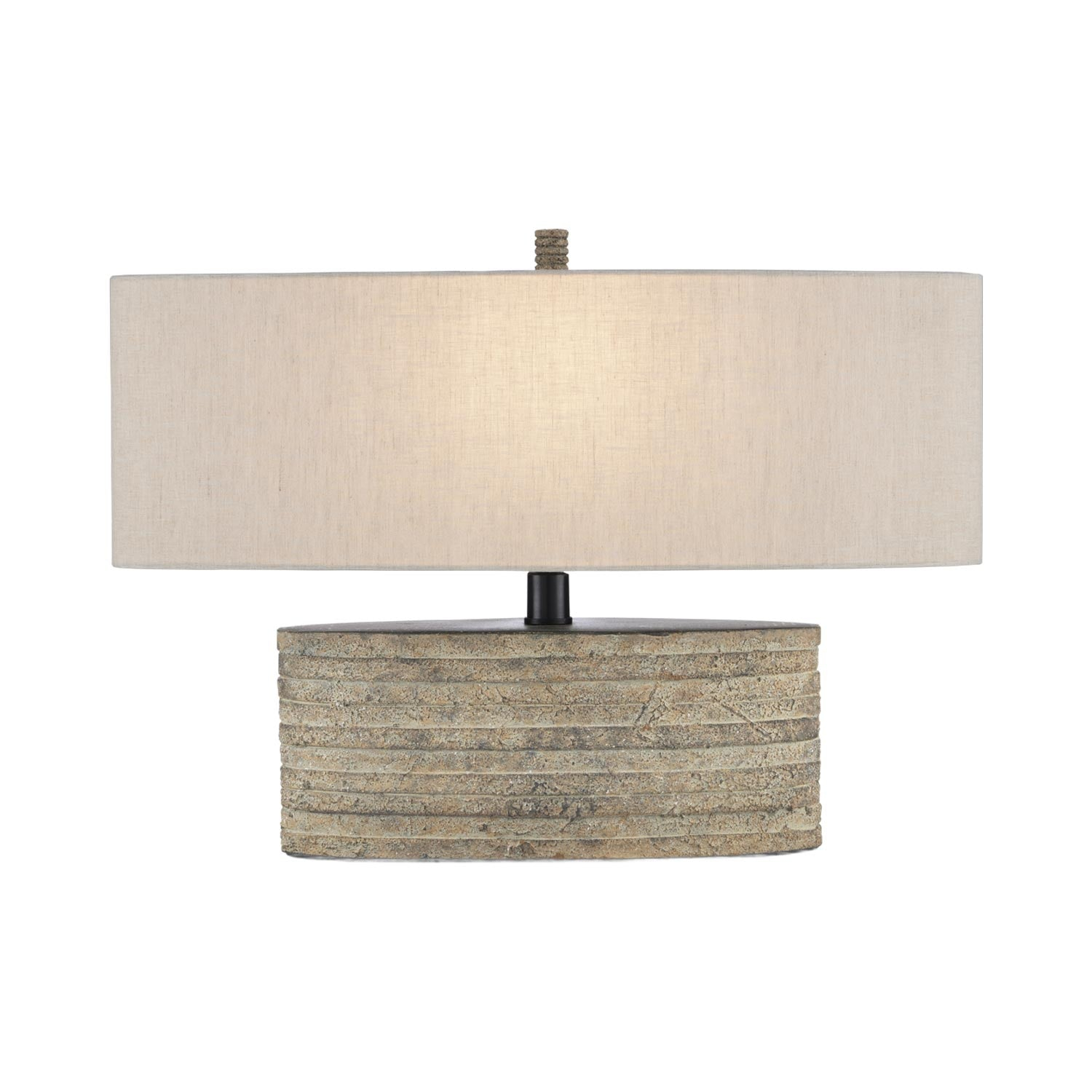 Rustic Granite Terracotta Table Lamp with Vanilla Linen Shade