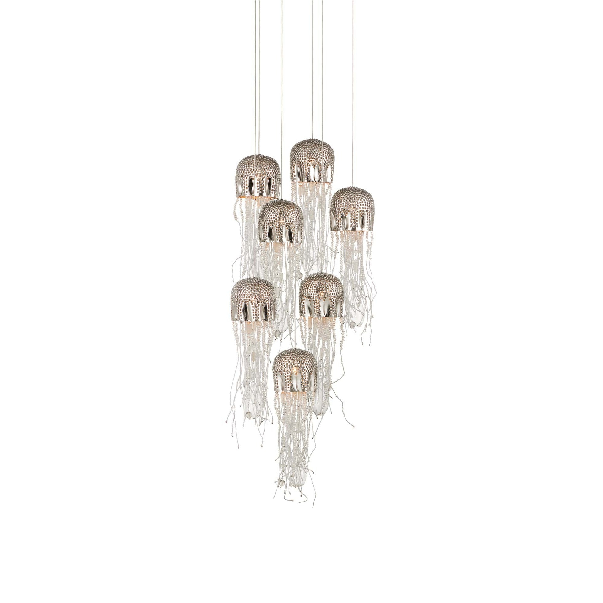 Medusa Nickel and Glass 7-Light Pendant Chandelier