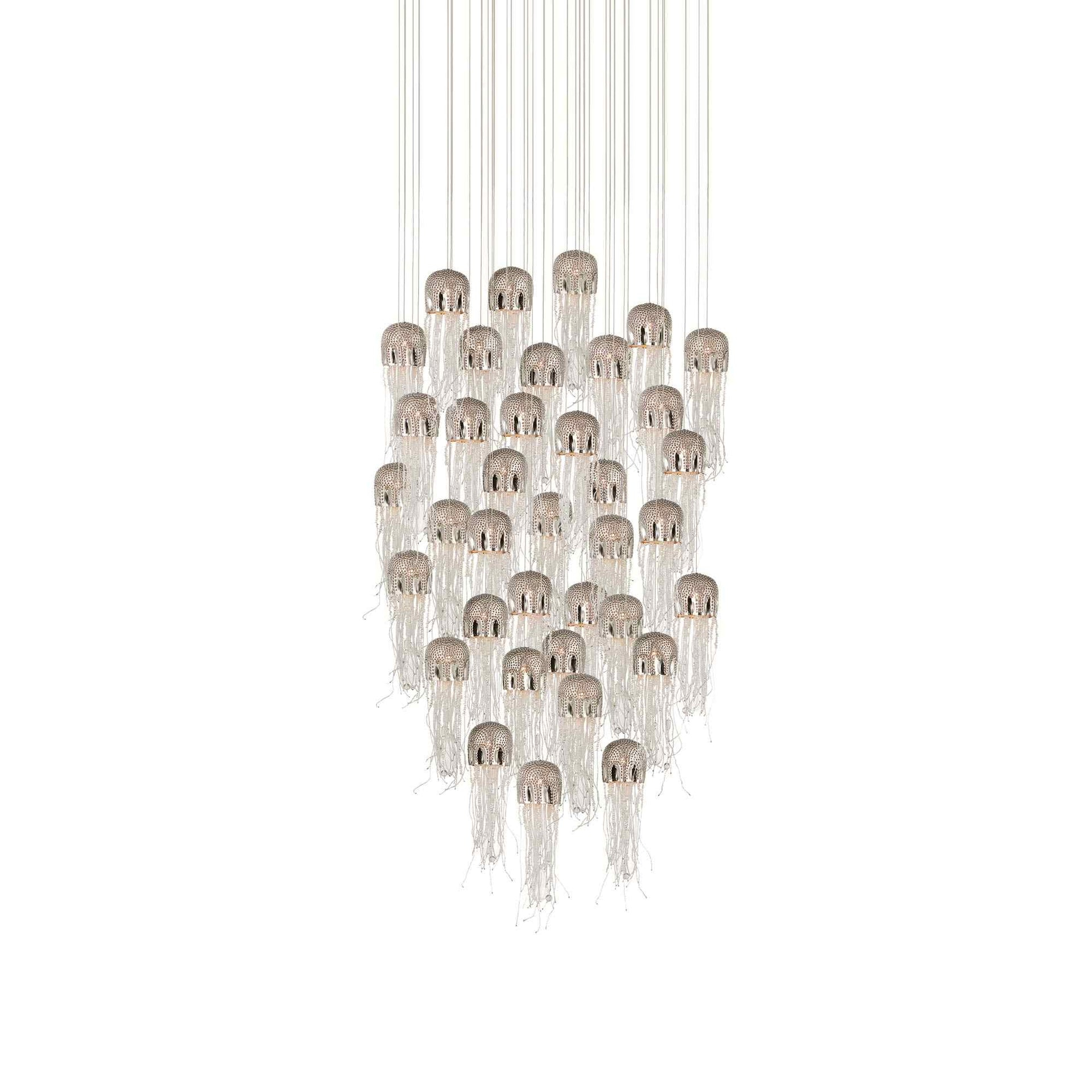 Medusa 36-Light Nickel Glass LED Pendant Chandelier