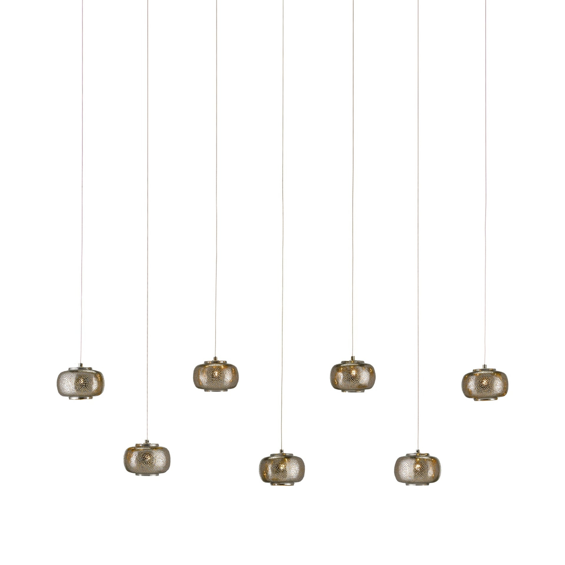 Silver Nickel 7-Light LED Island Pendant with Metal Shades