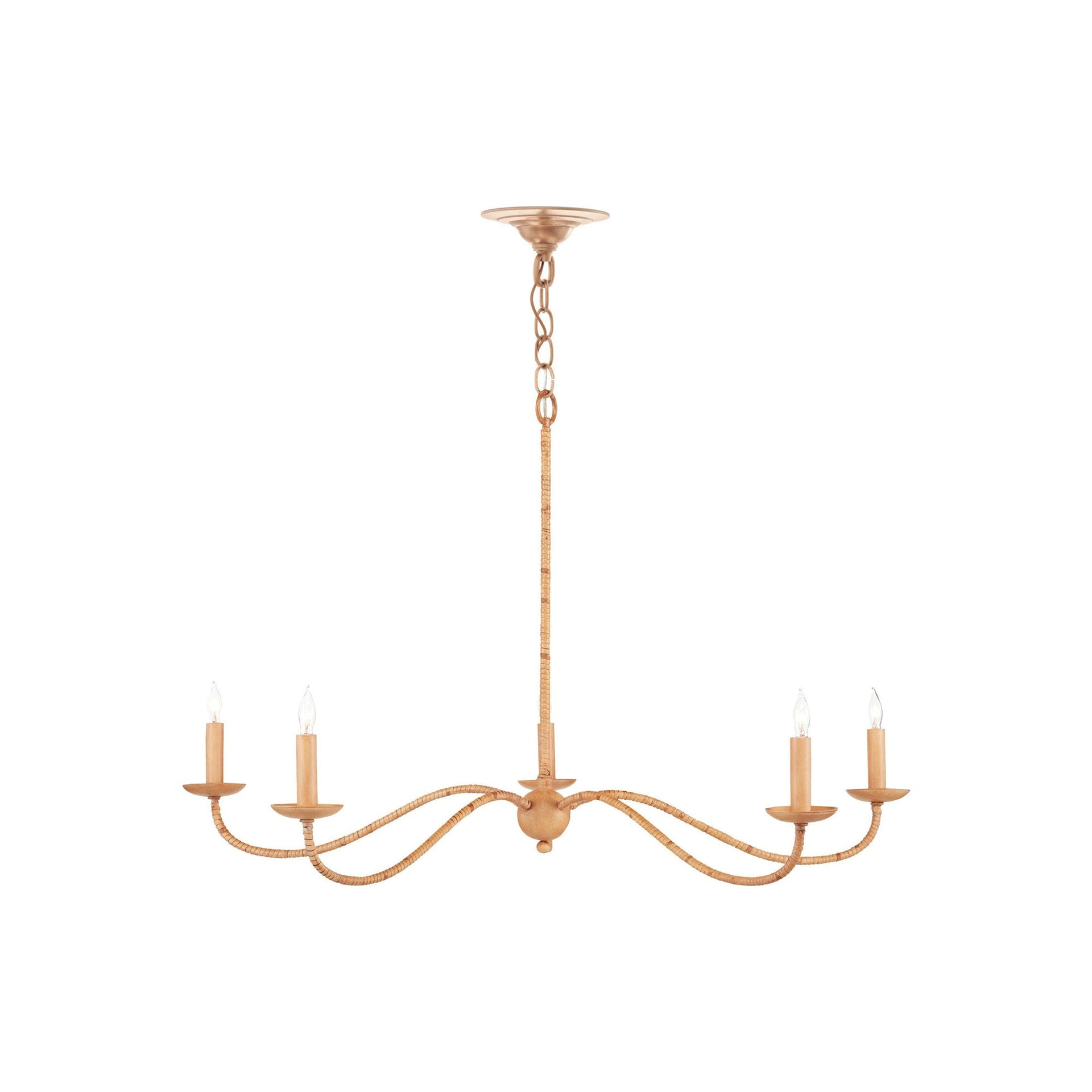 Saxon Natural Rattan 5-Light Candle Chandelier