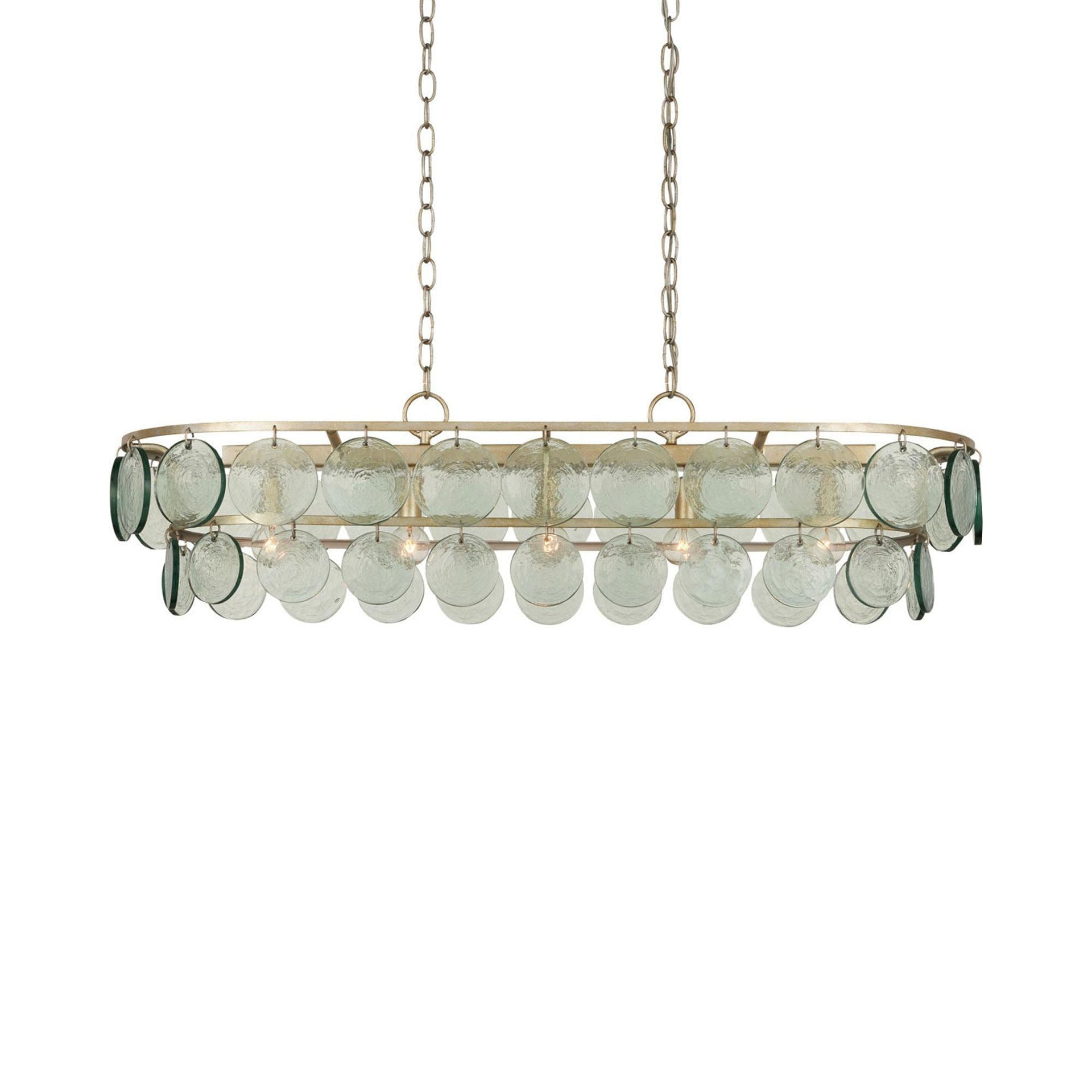Silver Leaf 5-Light Chandelier with Recycled Glass Discs