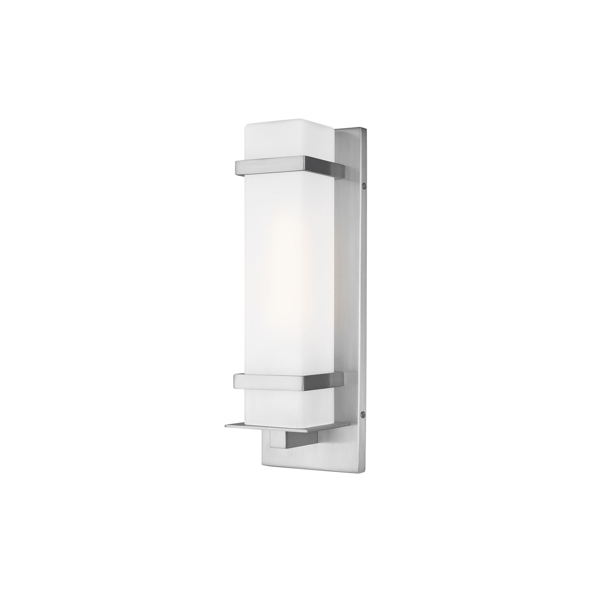 Alban 1-Light Satin Aluminum Outdoor Wall Lantern Sconce with LED Bulb
