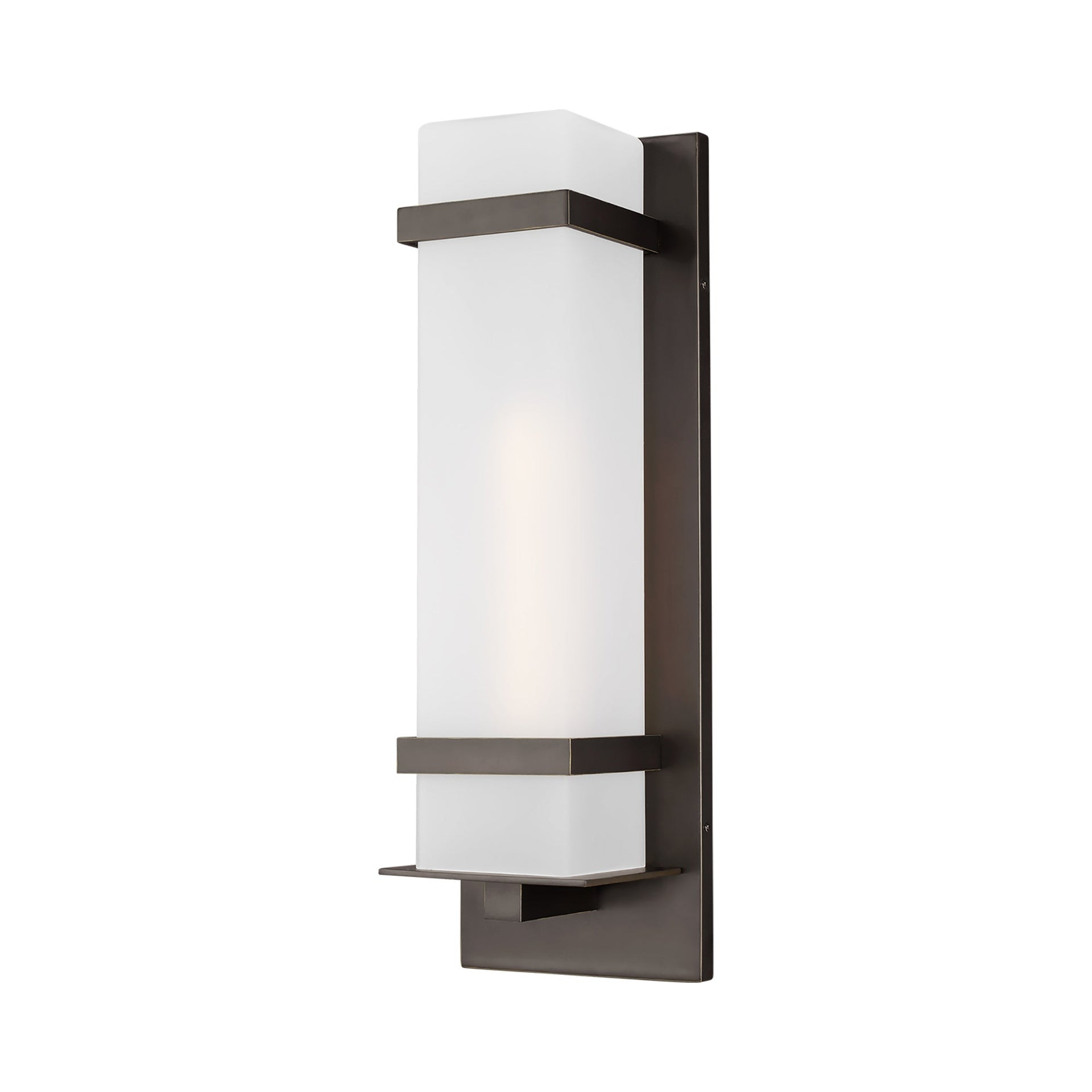 Alban Antique Bronze 1-Light Outdoor Wall Lantern with Etched Opal Glass