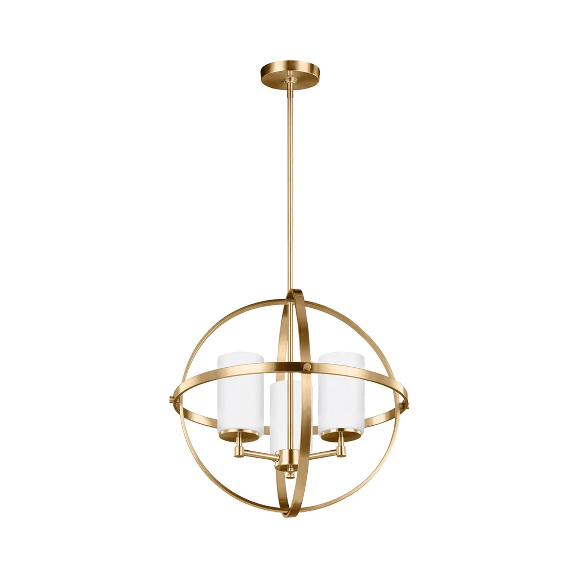 Alturas Satin Bronze 3-Light LED Chandelier with Etched White Glass
