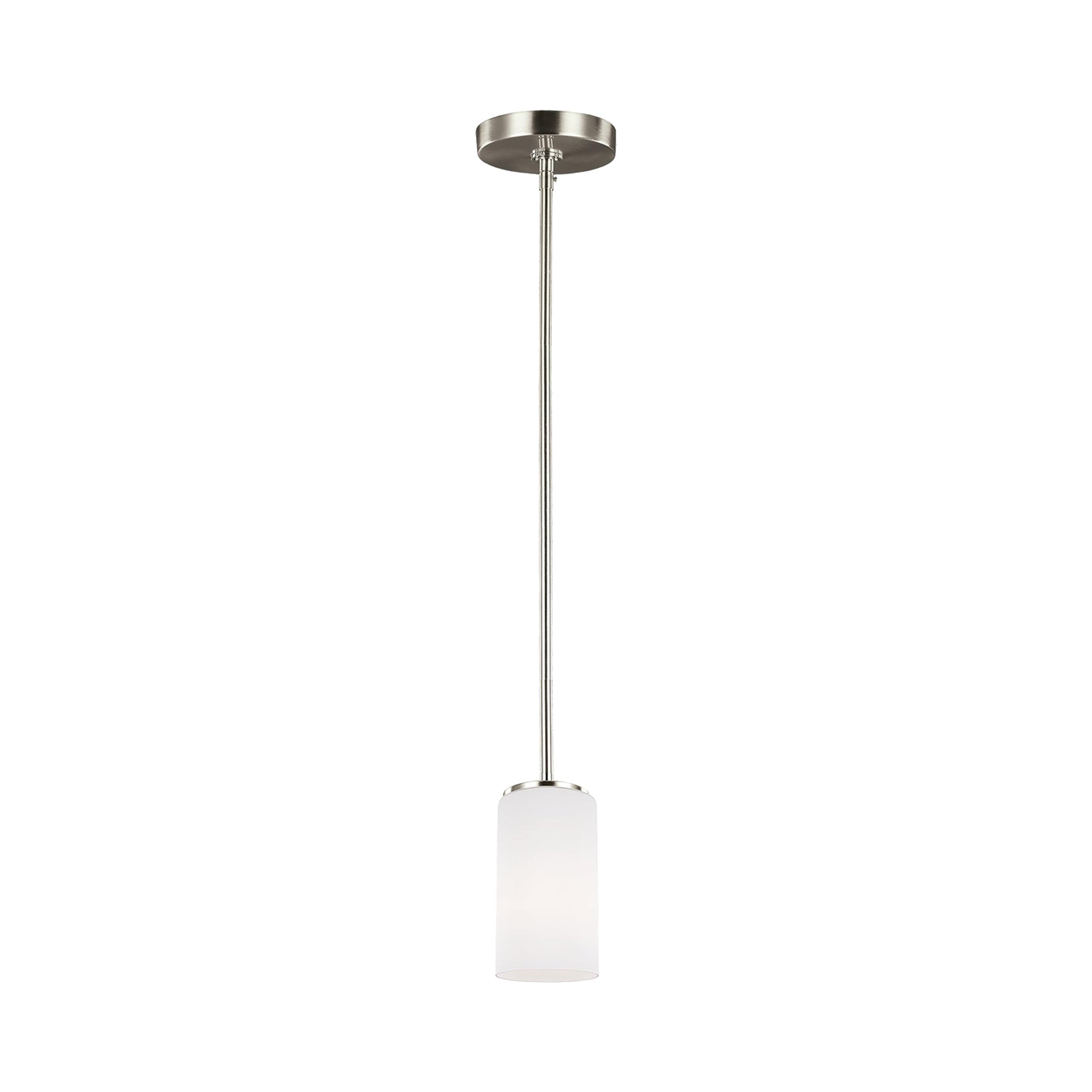 Generation Lighting 6124601EN3-962 Alturas One-Light Mini-Pendant with Etched White Inside Glass Shade, Brushed Nickel Finish