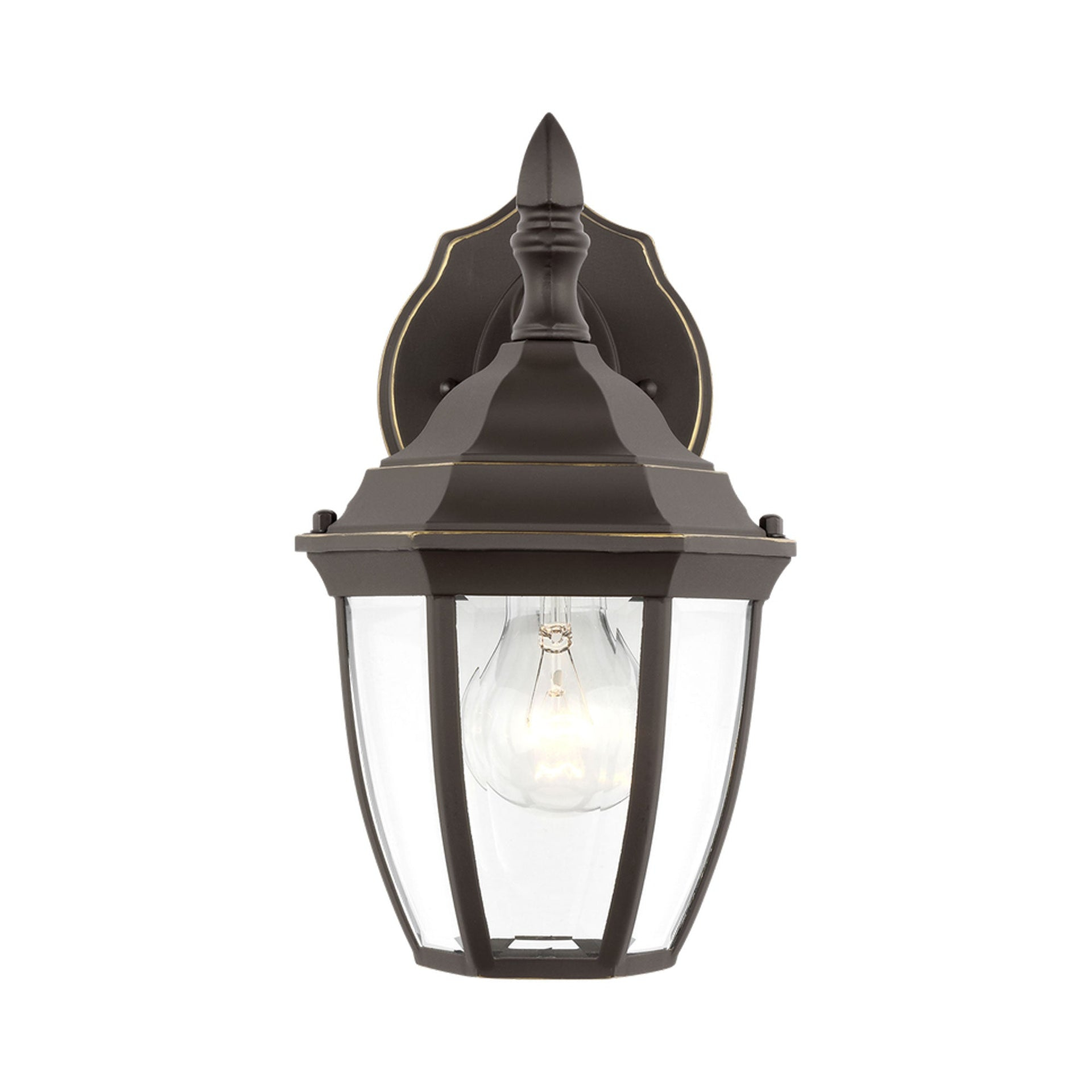 Bakersville 6.5 in. 1-Light Antique Bronze Traditional Outdoor Wall Lantern Sconce with Clear Beveled Glass Panels