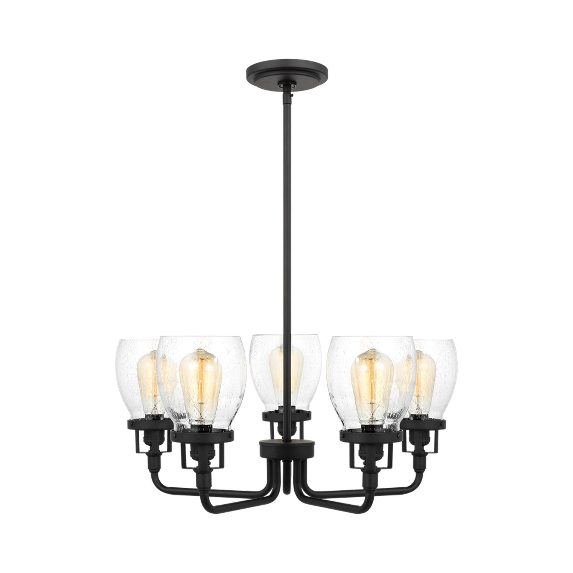 Midnight Black 5-Light Chandelier with Clear Seeded Glass