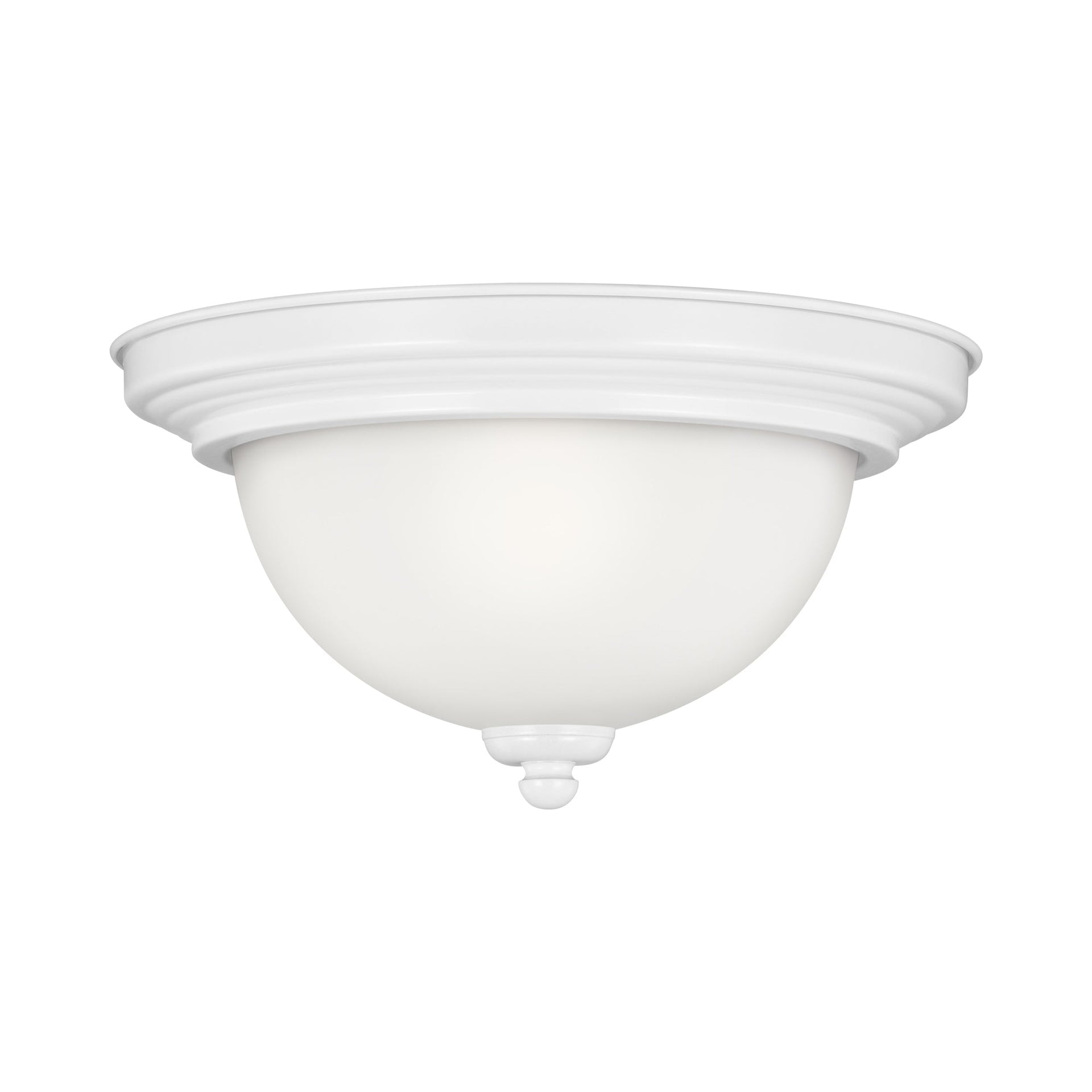Geary 10.5 in. 1-Light White Ceiling Flush Mount with Satin Etched Glass