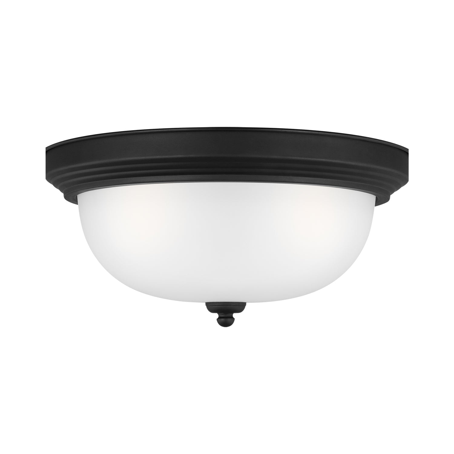 Geary 14.5 in. 3-Light Midnight Matte Black Traditional Contemporary Ceiling Flush Mount with Satin Etched Glass