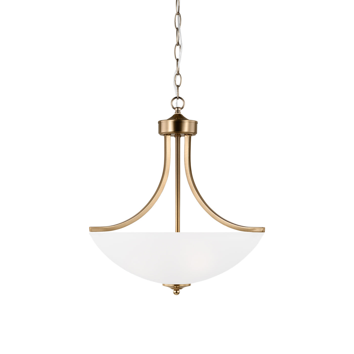 Generation Lighting 3-Light Geary Transitional Pendant Light Fixture Satin Brass 6616503-848, Modern Ceiling Light Fixture for Home Décor, A19 Bulb Candelabra for Foyer or Living Room Décor