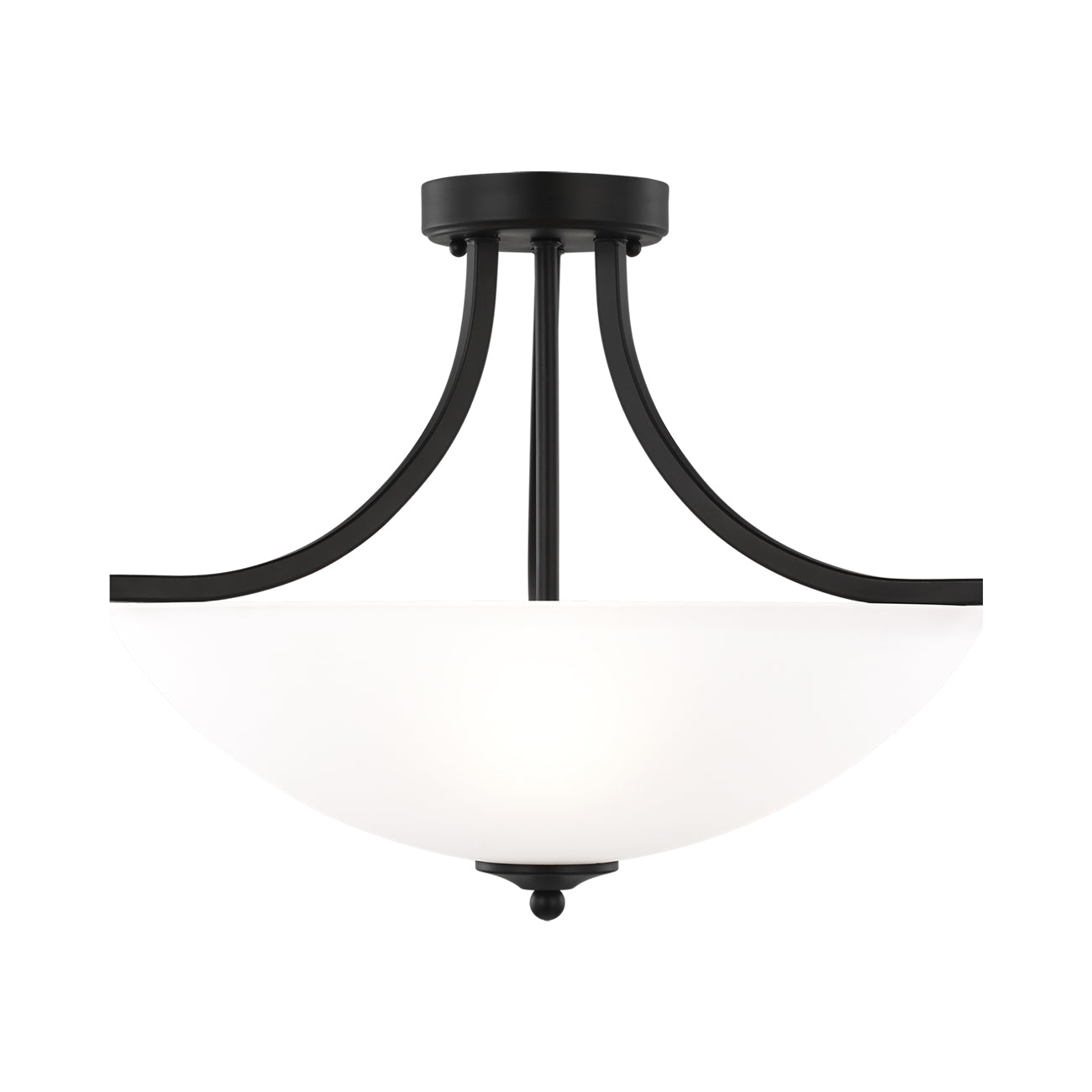 Generation Lighting 7716503-112 Geary Small Three - Light Semi-Flush Convertible Pendant Hanging Modern Fixture, Midnight Black