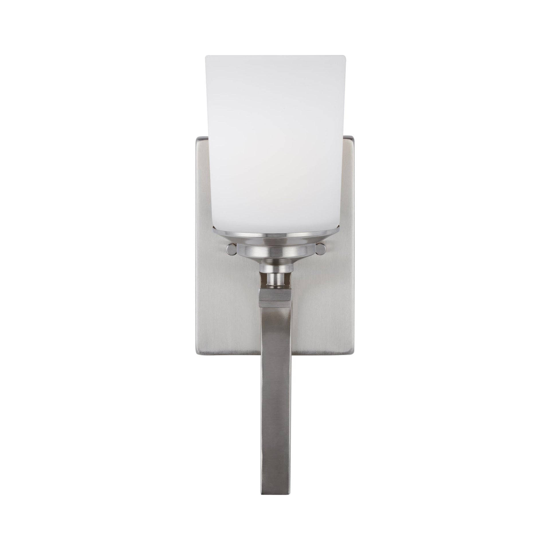 Generation Lighting 4130701-962 Kemal Etched/White Glass Cylinder Torchiere Wall Sconce Lighting Fixture, 1-Light 75 Watt, 15" H x 5" W, Brushed Nickel