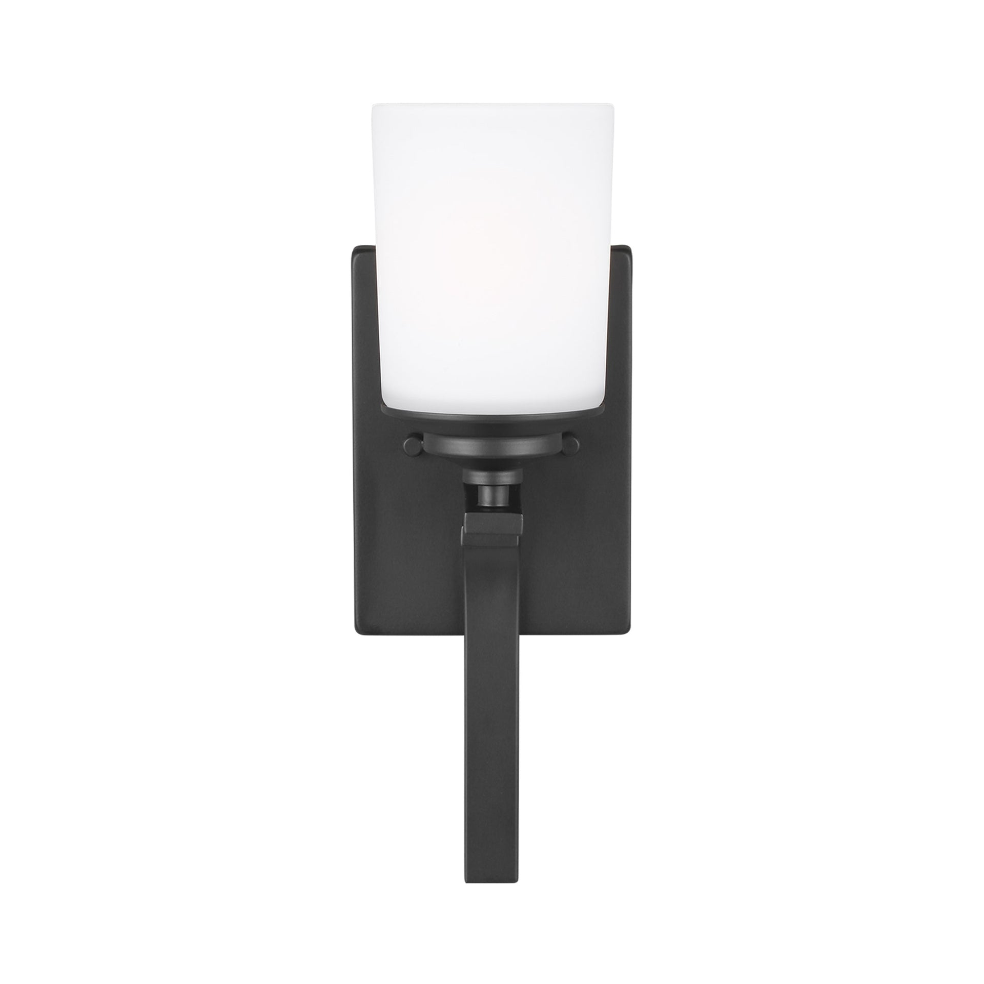 Midnight Black LED Wall Sconce with Etched Glass Shade