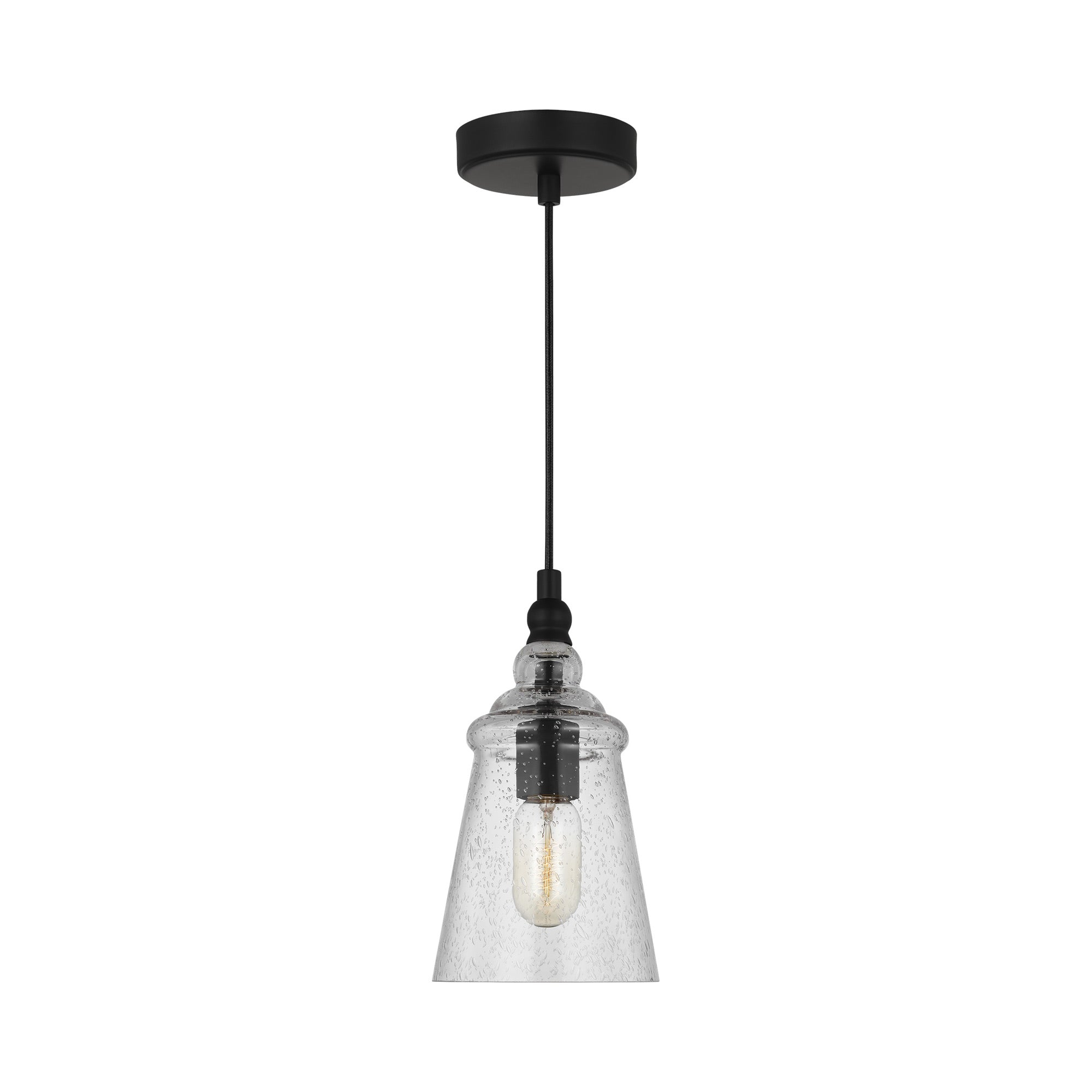 Loras Chrome Finish Mini Pendant with Clear Seeded Glass