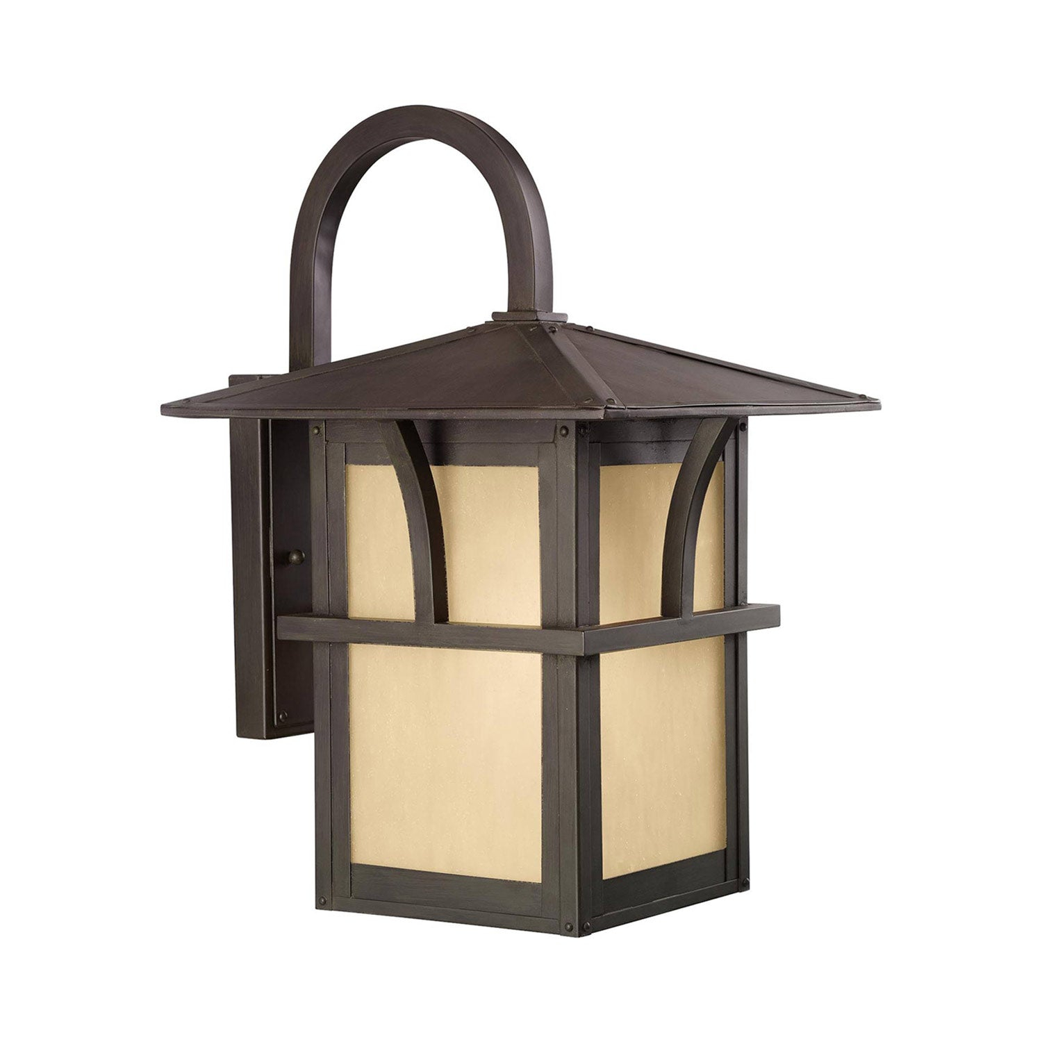 Medford Lakes 1-Light Statuary Bronze Outdoor 17 in. Wall Lantern Sconce with LED Bulb