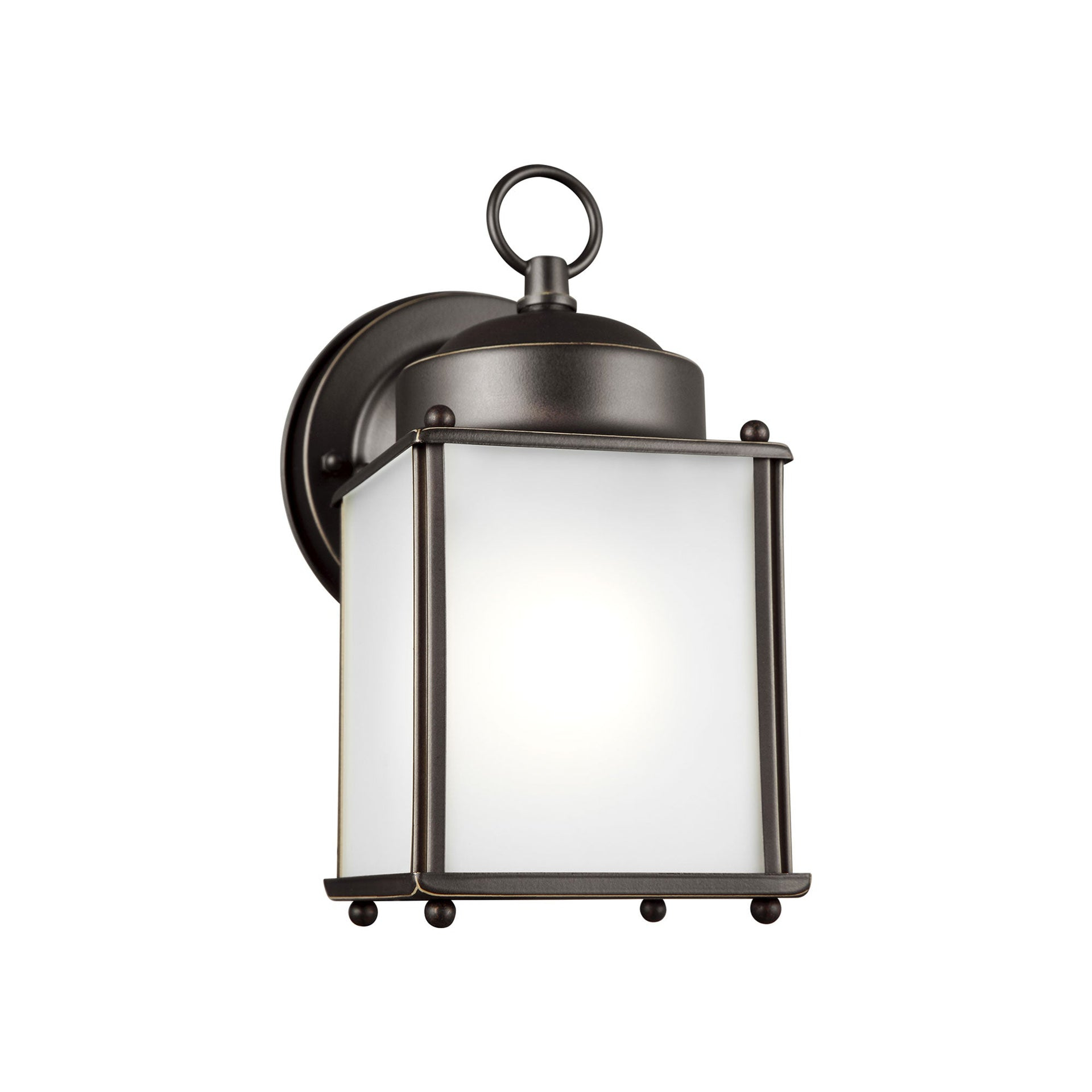 New Castle 1-Light Antique Bronze Outdoor 8.25 in. Wall Lantern Sconce with LED Bulb