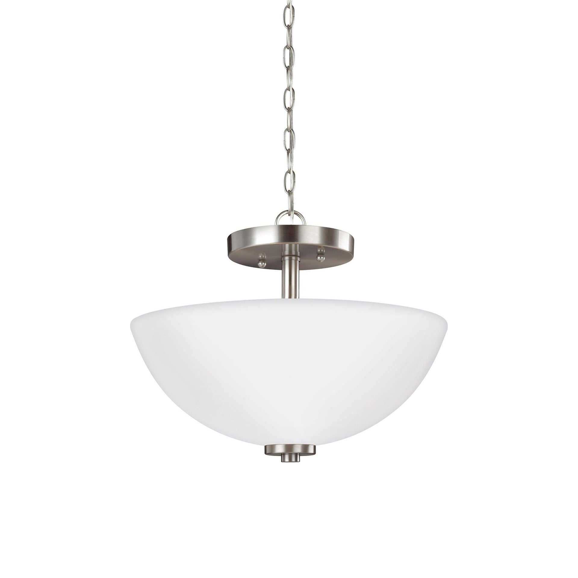 Elegant Brushed Nickel 2-Light LED Pendant with Etched Glass Shade