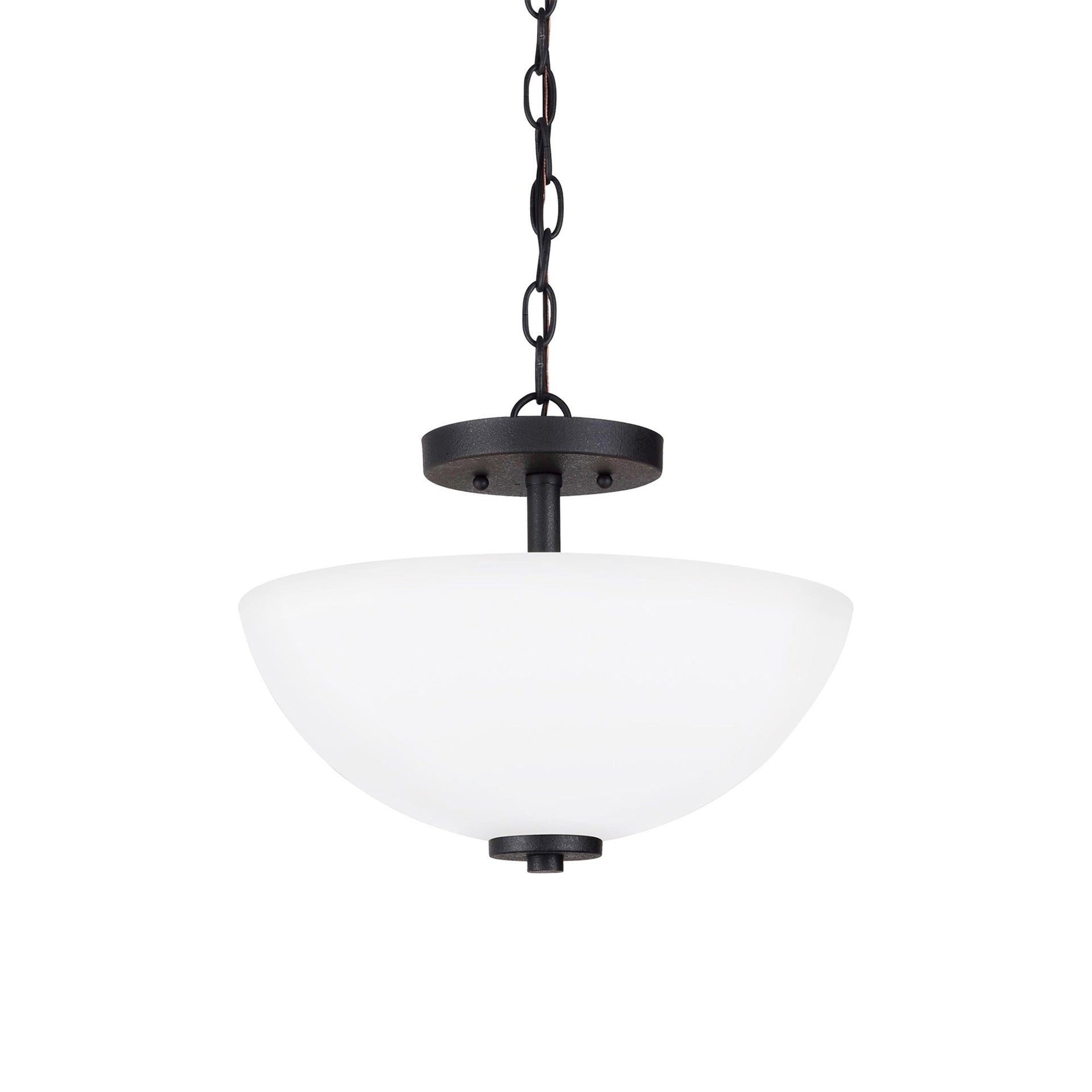 Midnight Black Glass Two-Light Semi-Flush Convertible Pendant