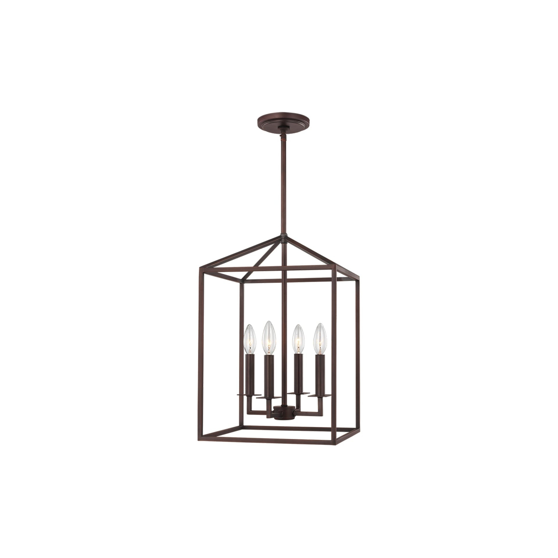 Generation Lighting 4-Light Perryton Pendant Light Fixture Bronze 5215004-710, Modern Ceiling Light Fixture for Home Decor, Candelabra with 60W Torpedo Bulbs for Foyer and Living Room Décor