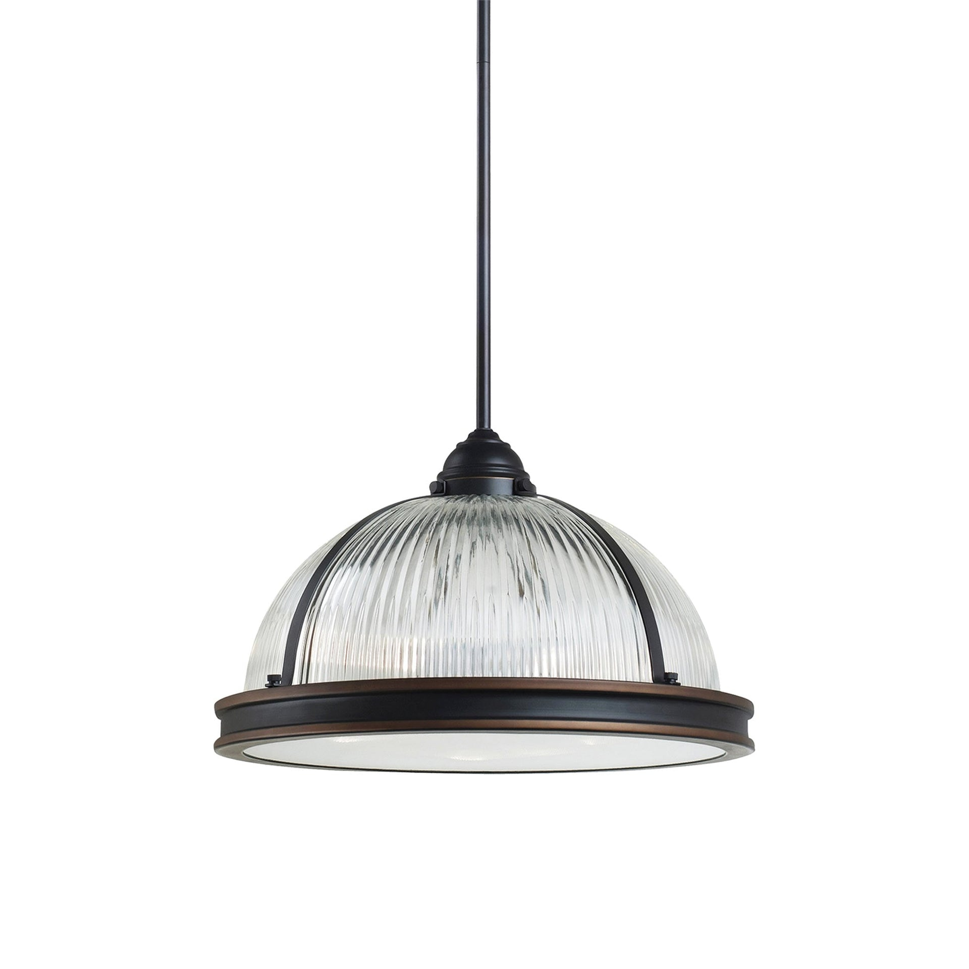 Pratt Street 55" Autumn Bronze 3-Light Pendant with Clear Textured Glass