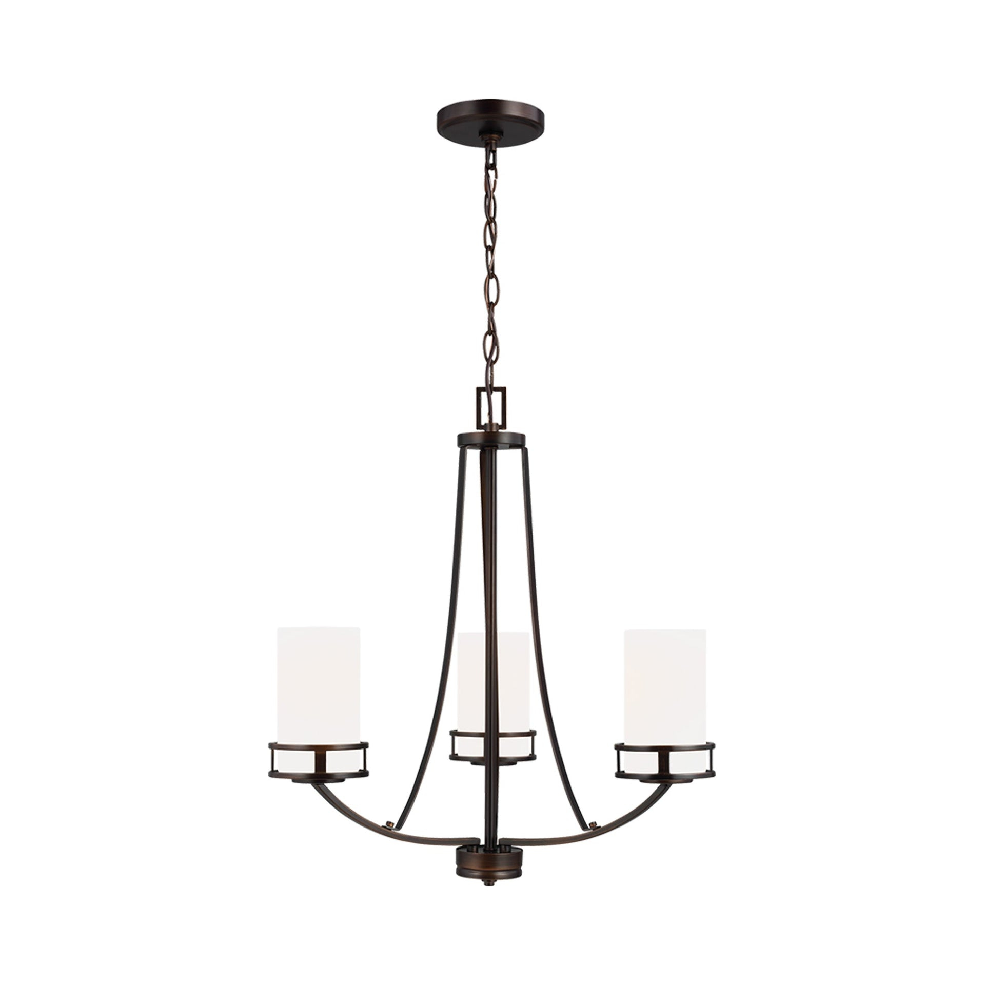 Robie Bronze 3-Light Incandescent Chandelier with Etched White Glass