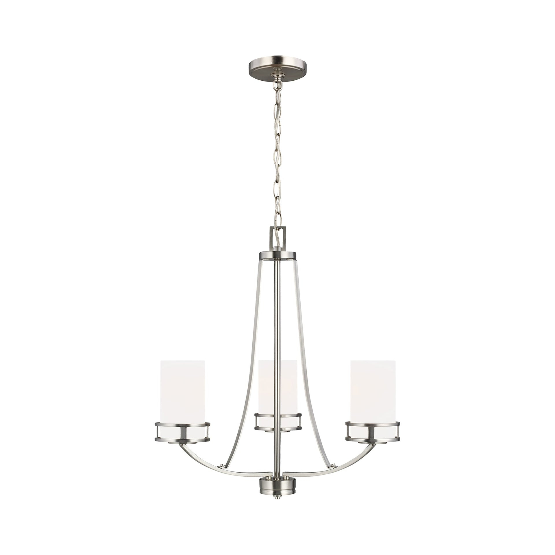 Robie Brushed Nickel 3-Light LED Chandelier with Etched Glass Shades